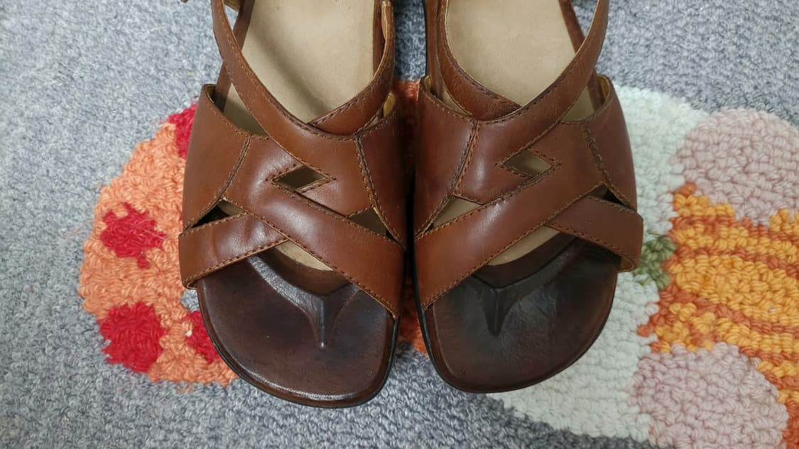 미국 빈티지 여성 가죽 라텍스 샌들(7.5) 240~245 상품이미지7