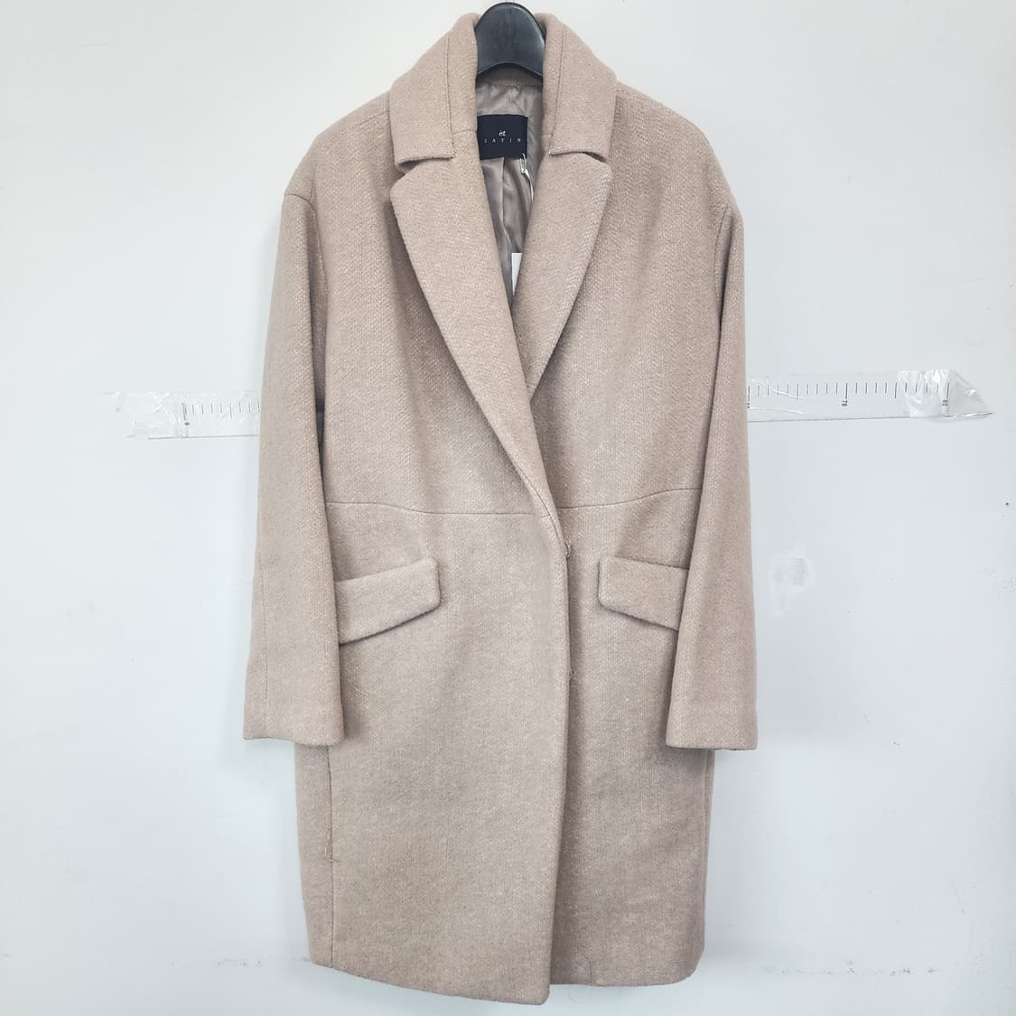 Satin 베이지색 모직 코트 상품이미지1