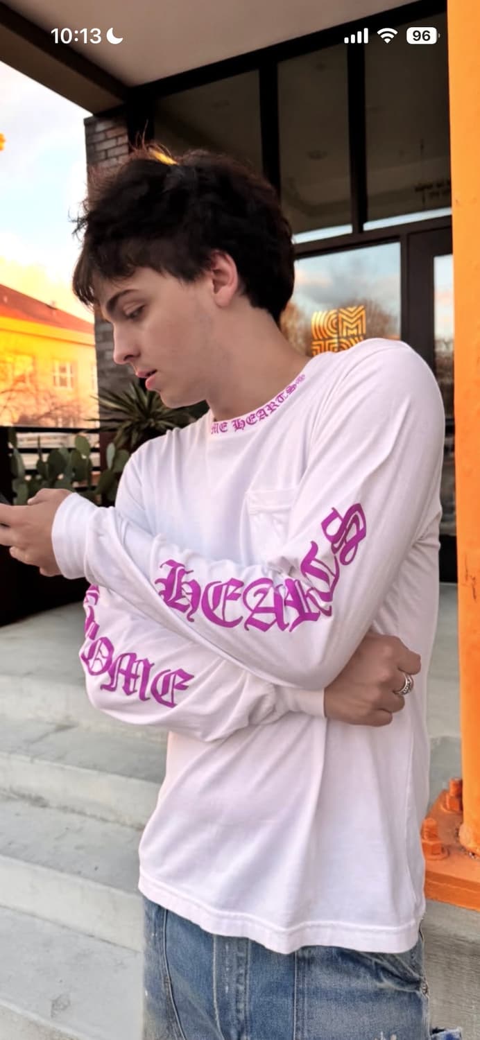 크롬하츠 넥 레터링 화이트 롱슬리브 판매합니다.  상품이미지2