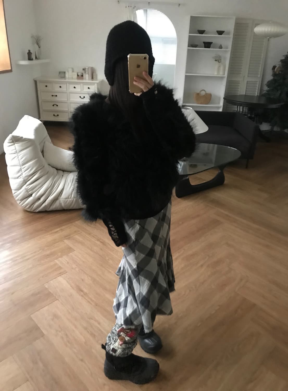 vintage black fur jacket 상품이미지1