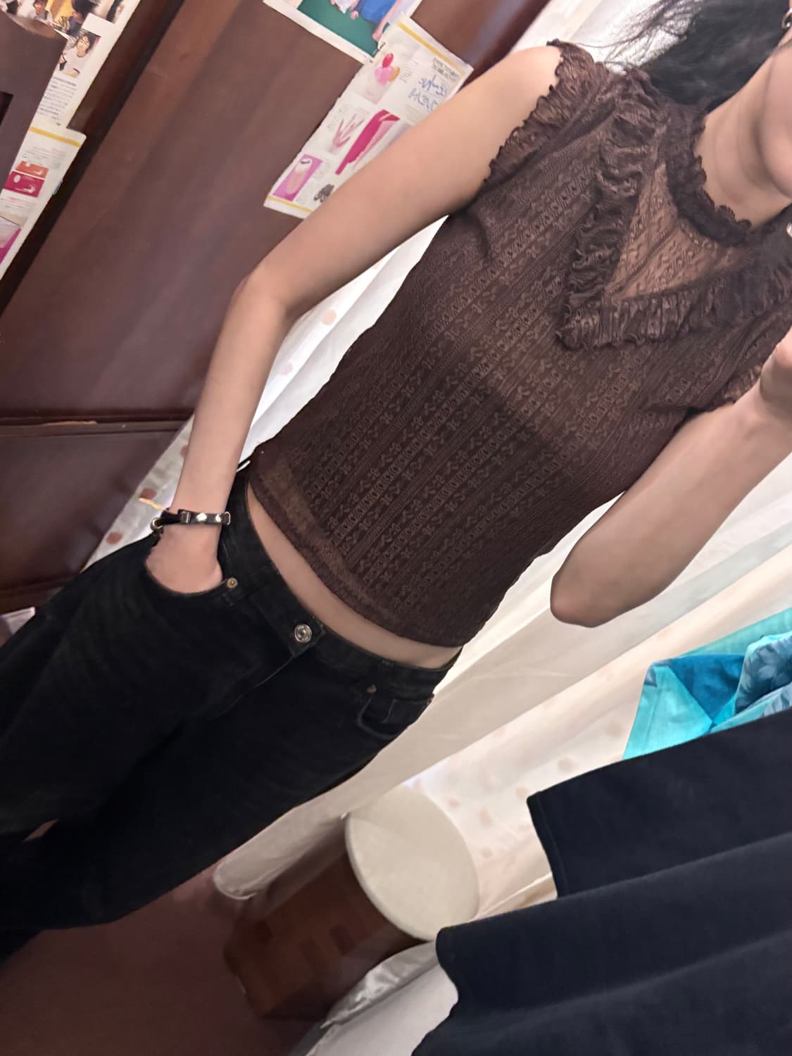 jpn vintage blown lace sleeveless blouse 상품이미지4