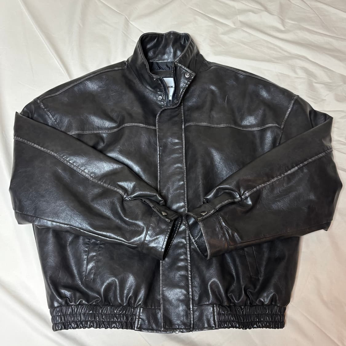 [XL] 버쉬카 오버핏 레더 봄버 자켓 다크브라운 상품이미지1