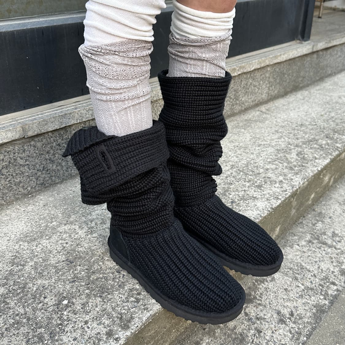 00s 블랙 니트 카디 어그 부츠 상품이미지6