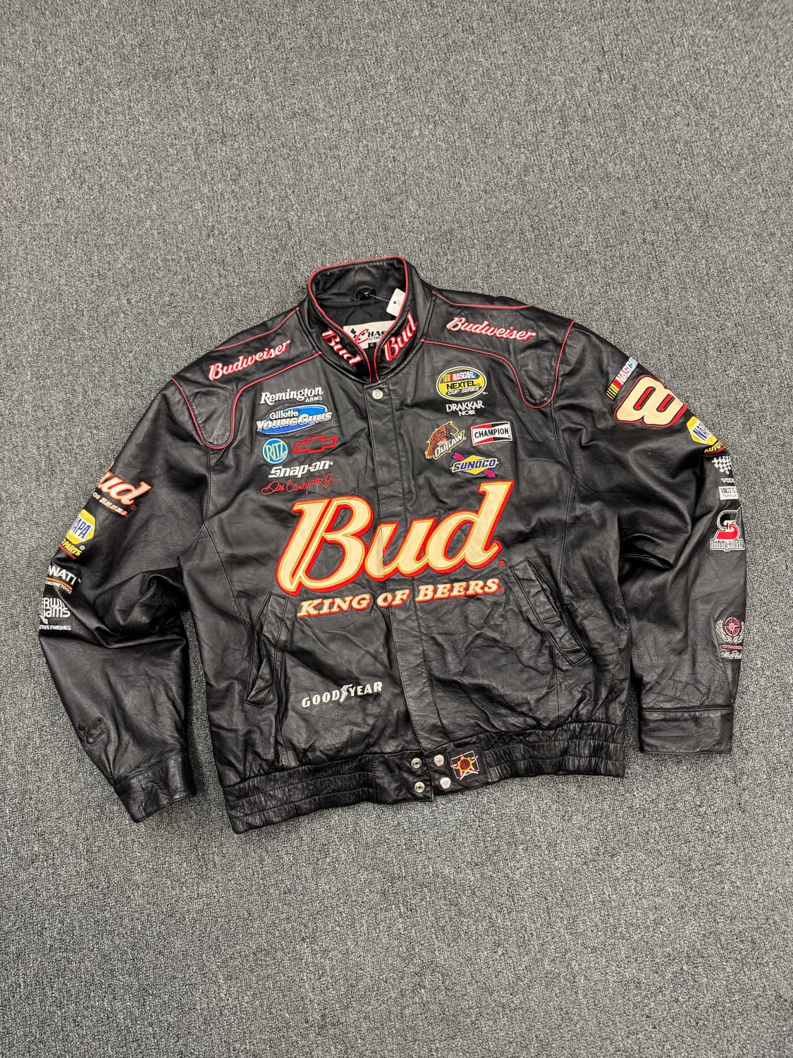 XL)제프 해밀턴 빈티지 버드와이저 레더 레이싱 자켓 상품이미지2