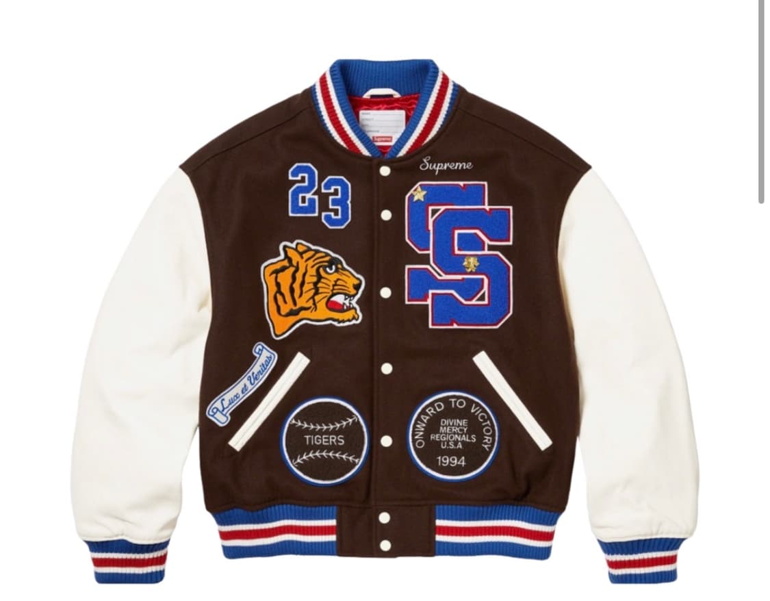 L - 슈프림 타이거 바시티 자켓 브라운 - 23FW 상품이미지1