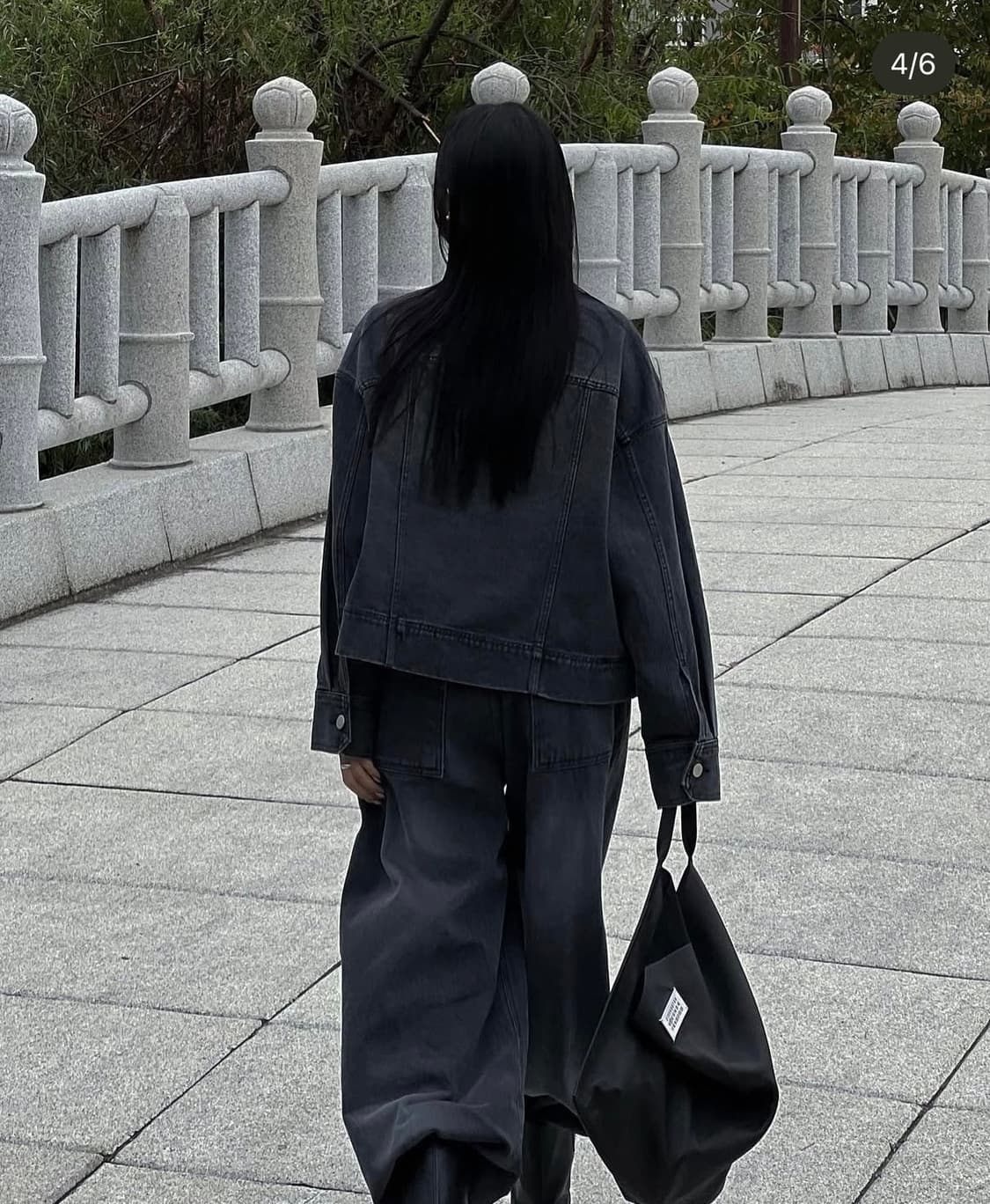 트리밍버드 원버튼 데님 셋업 자켓 흑청(구버전) 상품이미지3