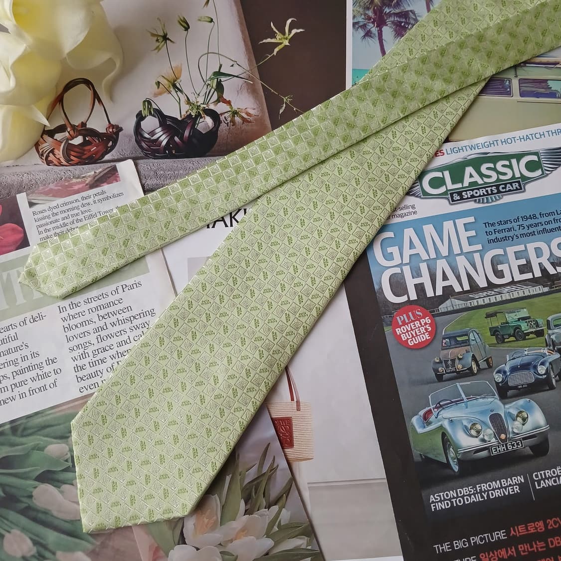 밀라숀 실크 그린 기하 패턴 넥타이 9cm A+등급 A19311
 상품이미지5