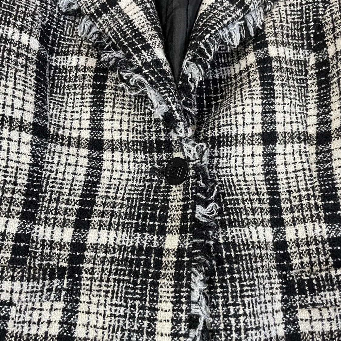 JPN 블랙 화이트 울 트위드 자켓 40 상품이미지4