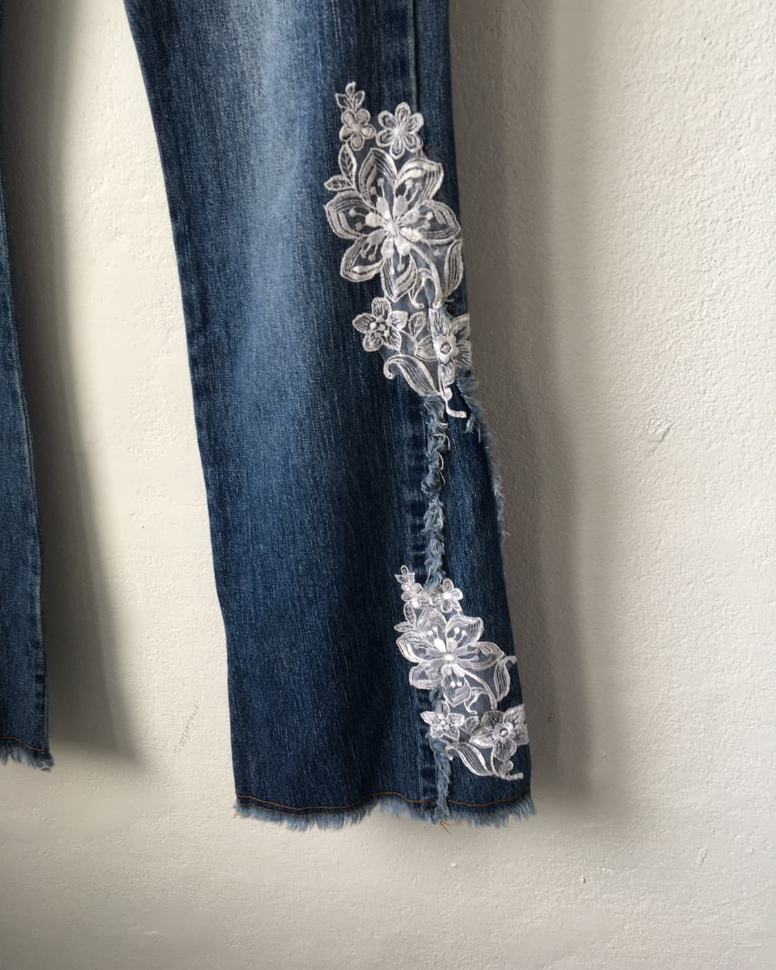 lace trimming denim pants 상품이미지3