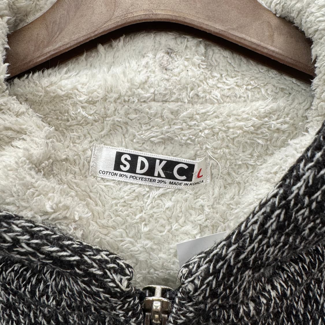 JPN VINTAGE 빈티지 사슴 코위찬 니트 후드 집업 자켓 그레이 상품이미지5