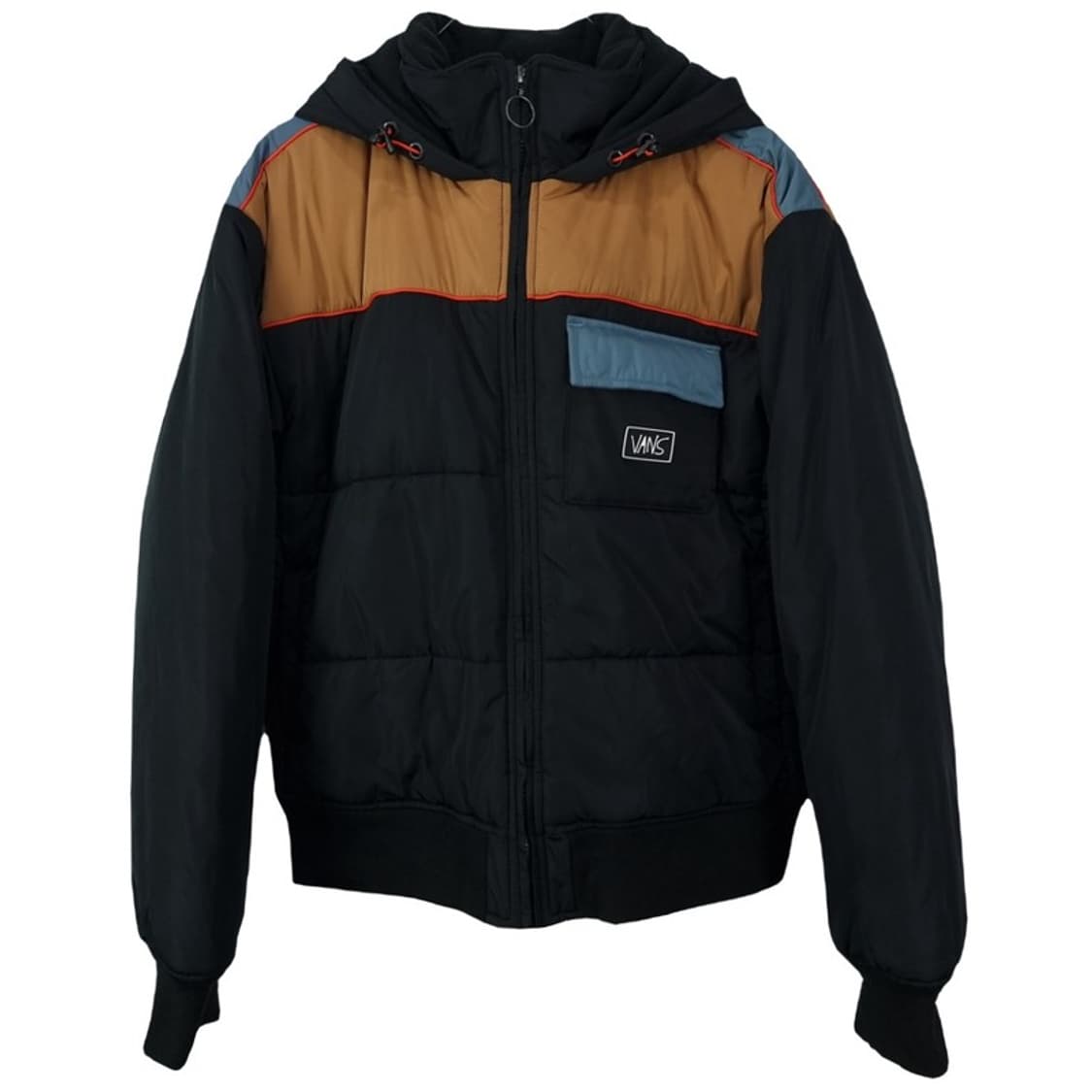 [반스] 컬러 배색 후드 봄버 패딩 자켓 블랙 M18729 상품이미지2