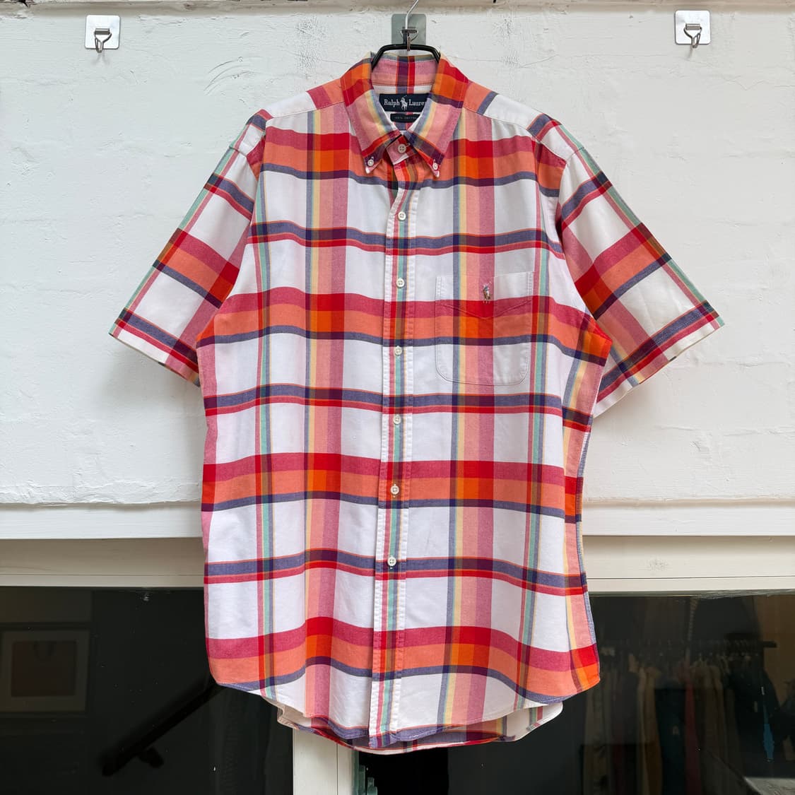 Ralph Lauren 마드라스 체크 반팔 버튼다운 셔츠 L 상품이미지1