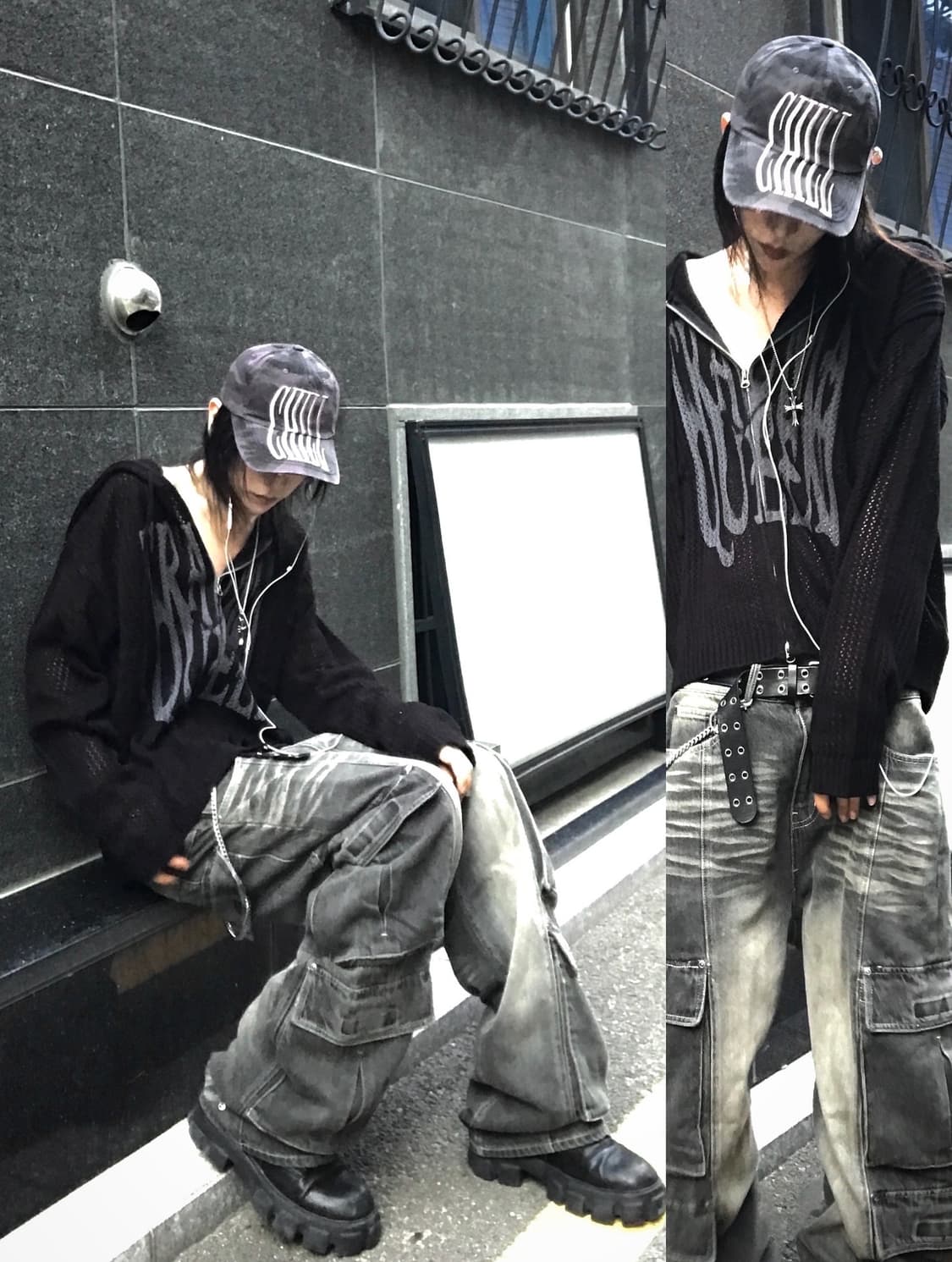 mesh knit zip up hoody 상품이미지1