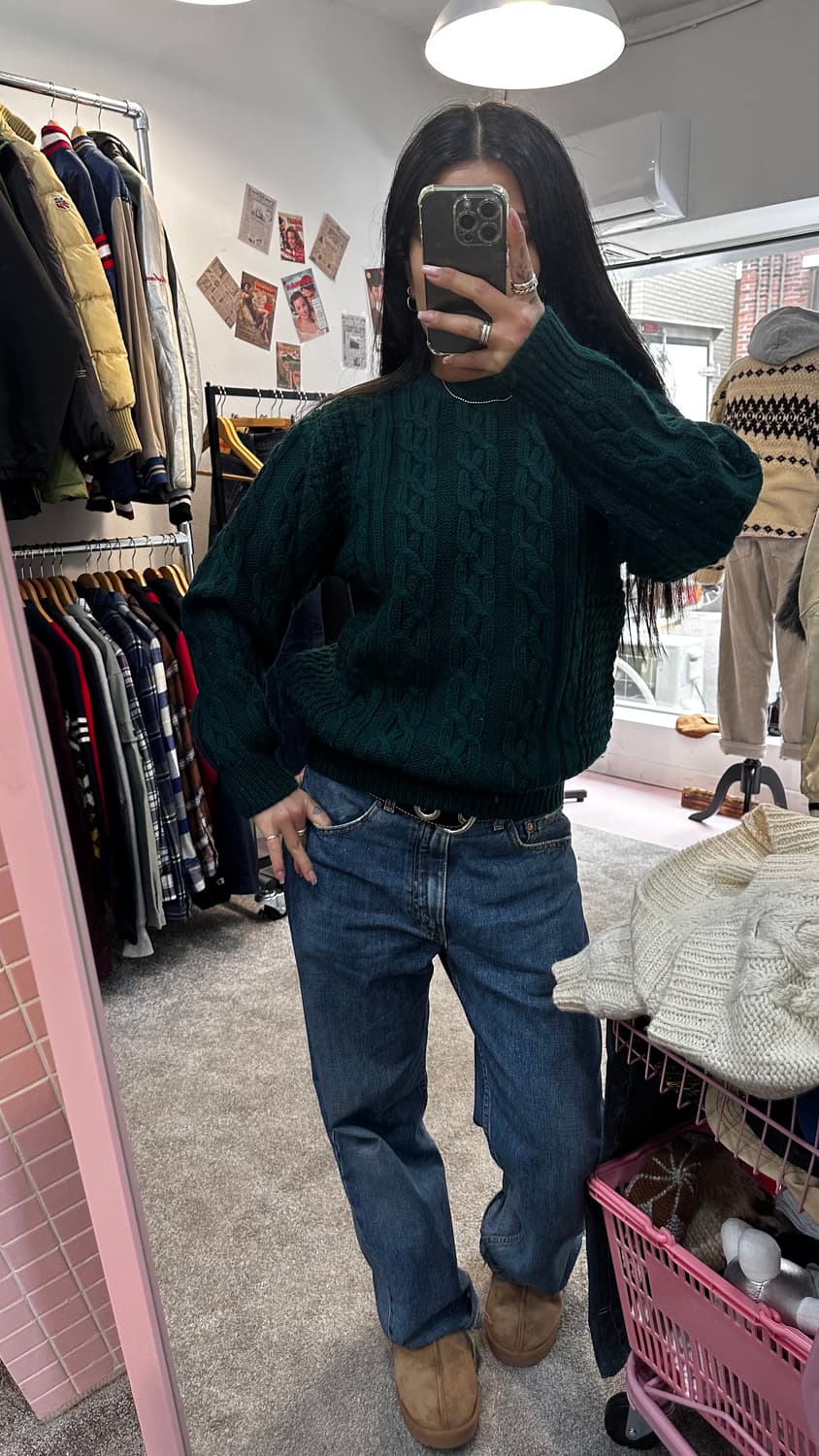 빈티지 그린 피셔맨 꽤배기 니트M 상품이미지1