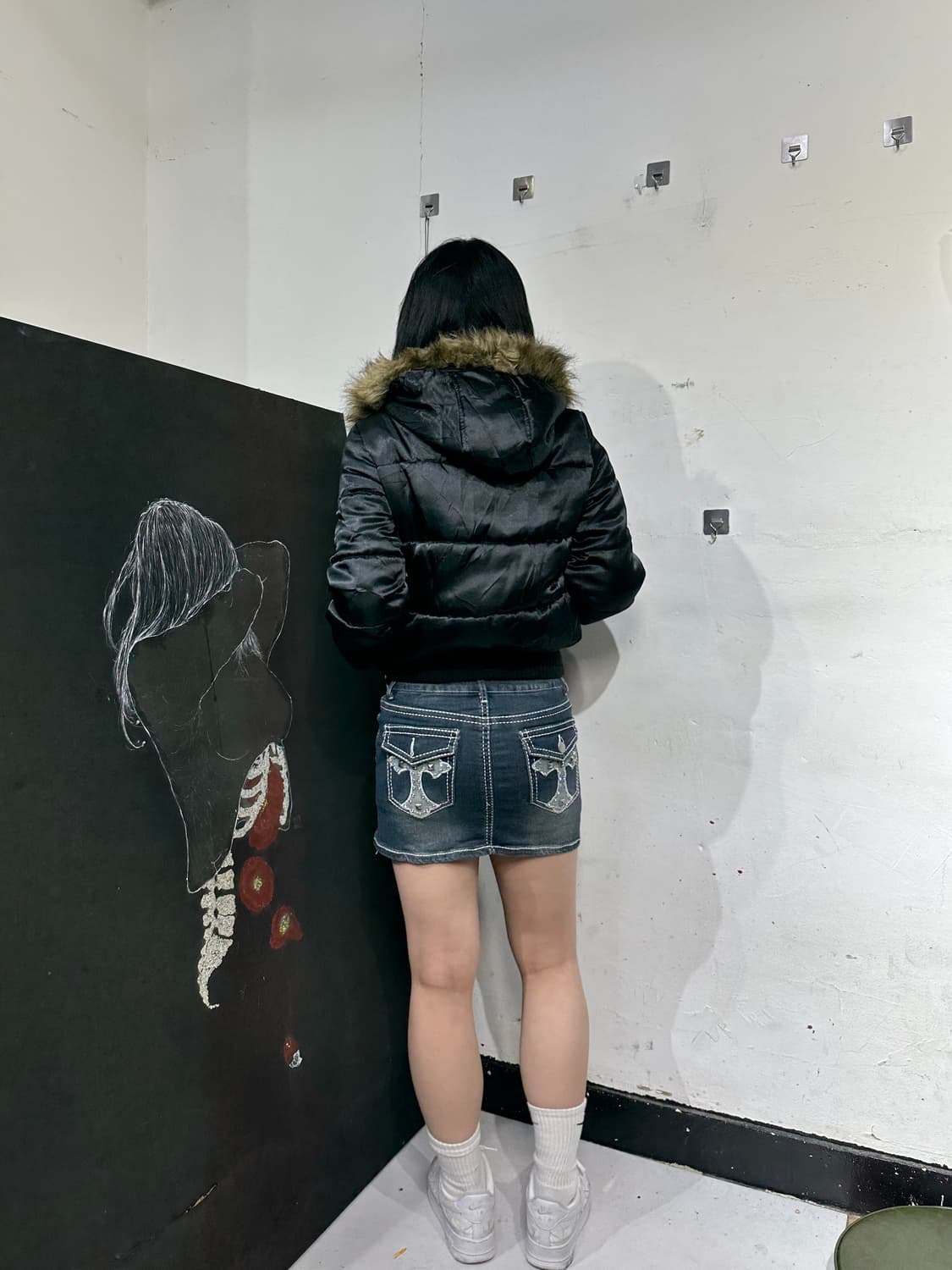 Jpn 일본빈티지 블랙 퍼 후드 패딩 상품이미지3