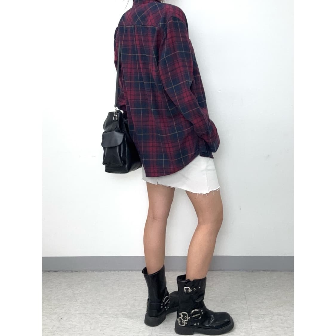 빈티지 레드 네이비 체크 셔츠 상품이미지4