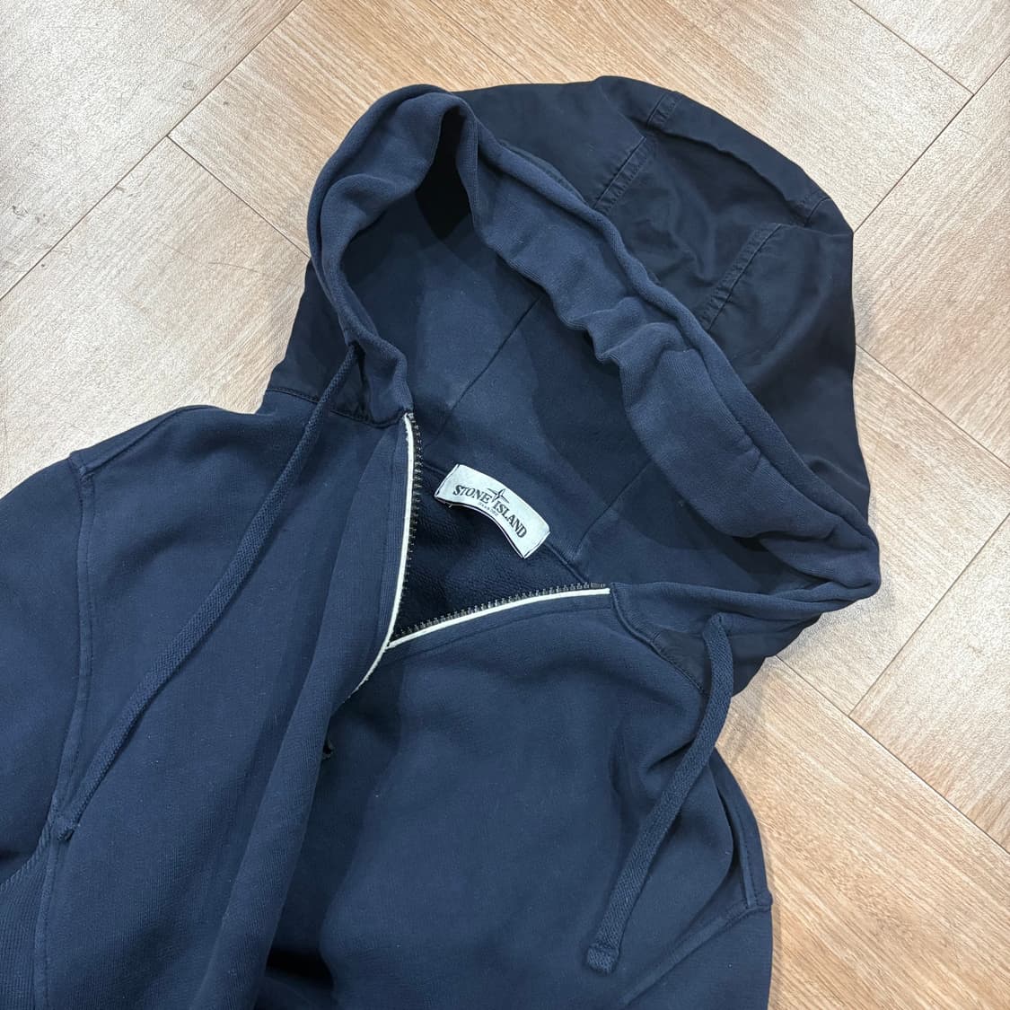 00s 스톤아일랜드 후드 하이라이트 네이비 코튼 집업 상품이미지3