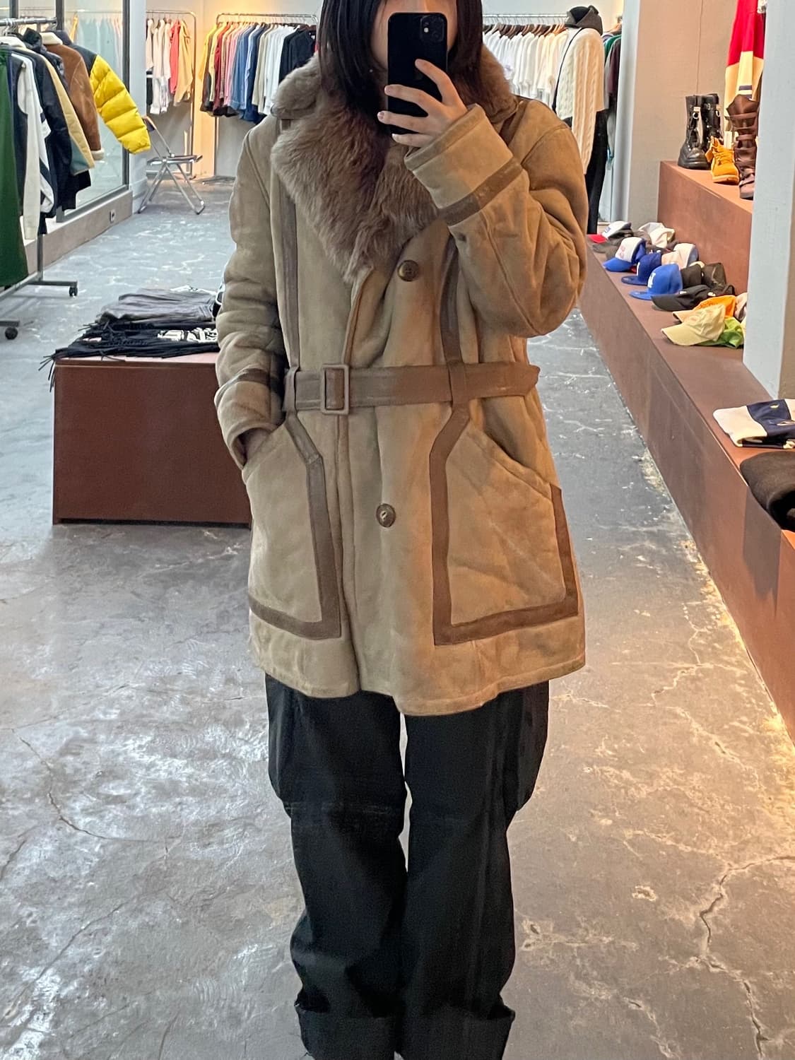 빈티지 70s 양가죽 무스탕 코트 H974 상품이미지1