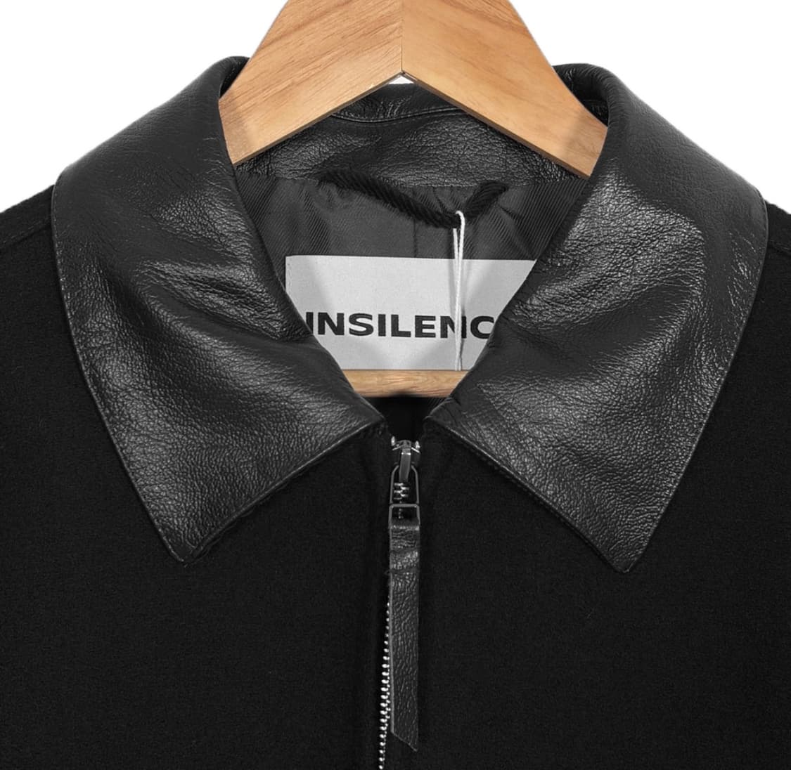 [S] 인사일런스 남성 레더 카라 패치 울 워크 트러커 자켓 블랙 상품이미지4