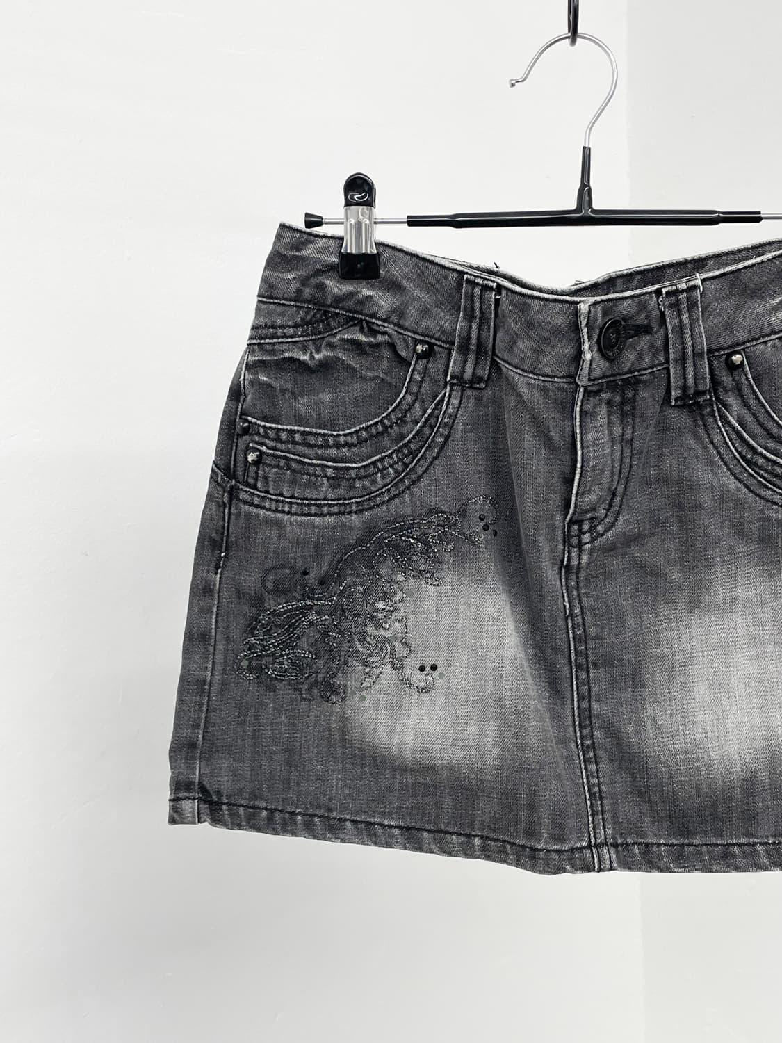 흑청 워싱 자수 스커트 상품이미지6