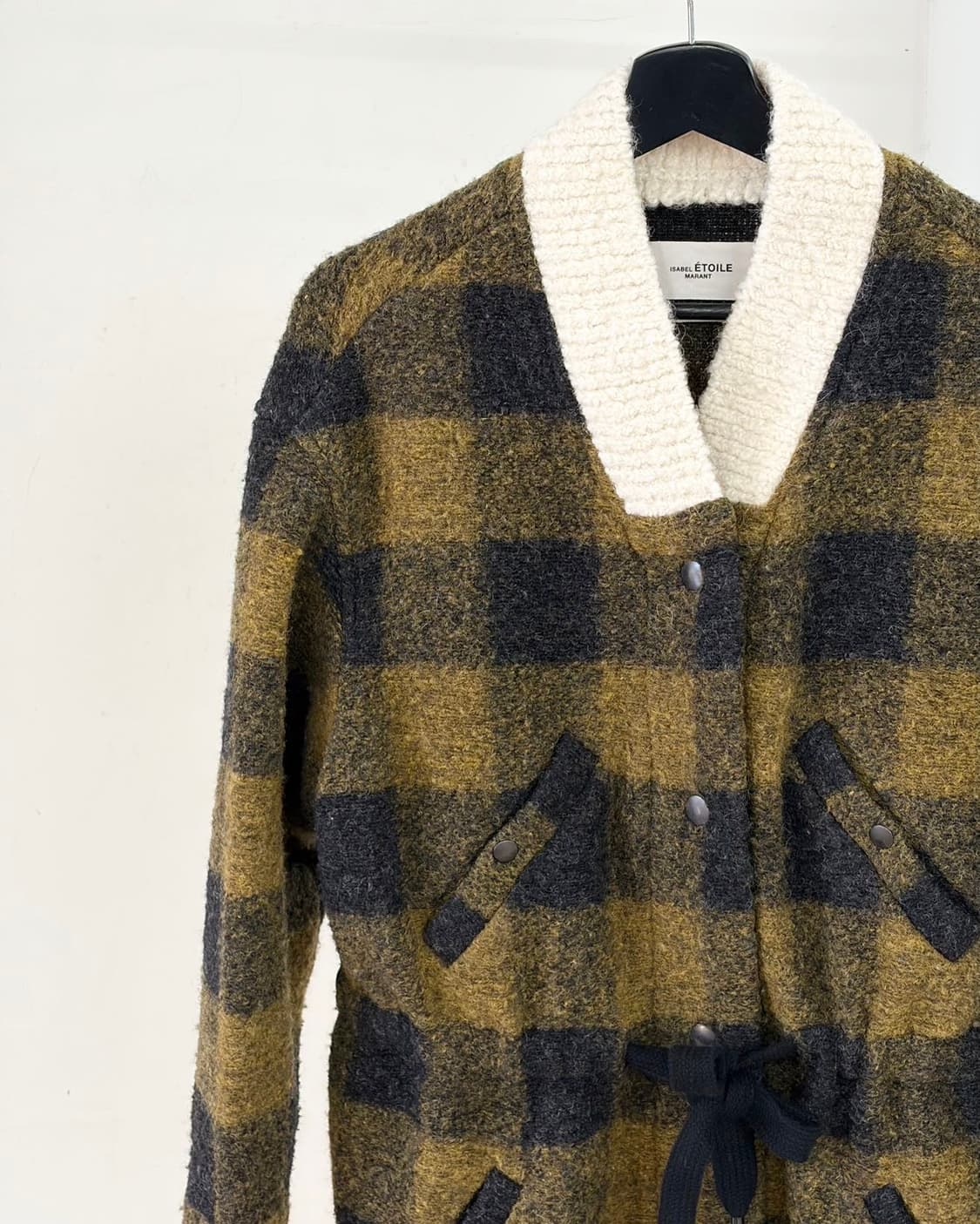 이자벨마랑 에뚜왈 딥옐로우 체크 울 롱 코트  상품이미지2