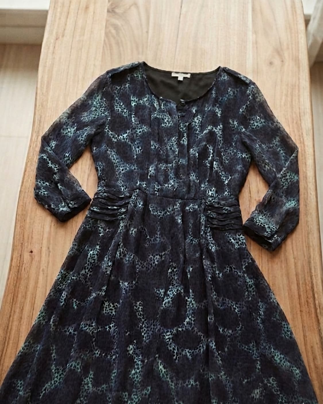 수입 실크100% 레오파드 실크 시폰 원피스 상품이미지1