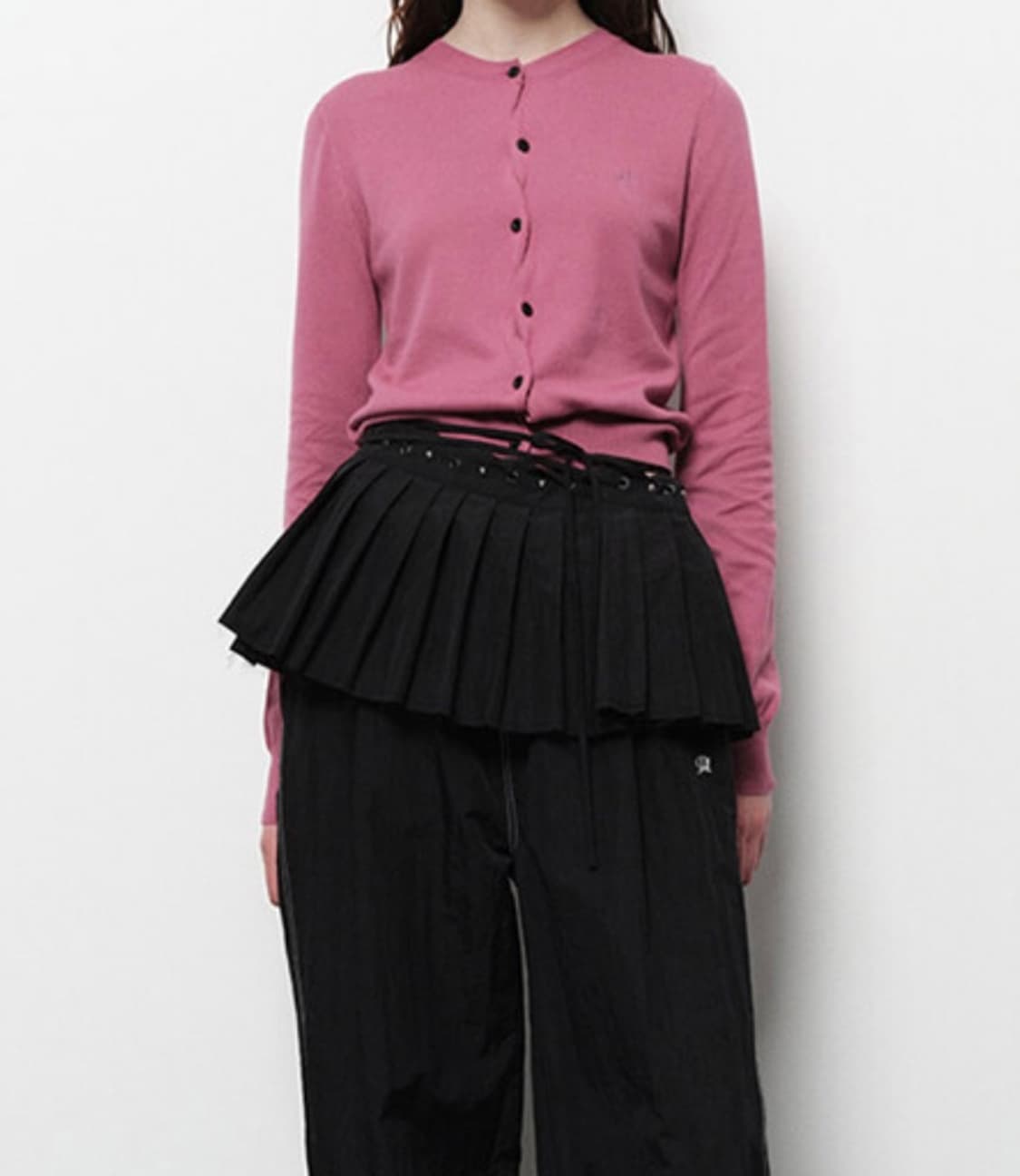다이애그널 플리츠 랩 스커트 블랙 pleats wrap skirt 상품이미지4