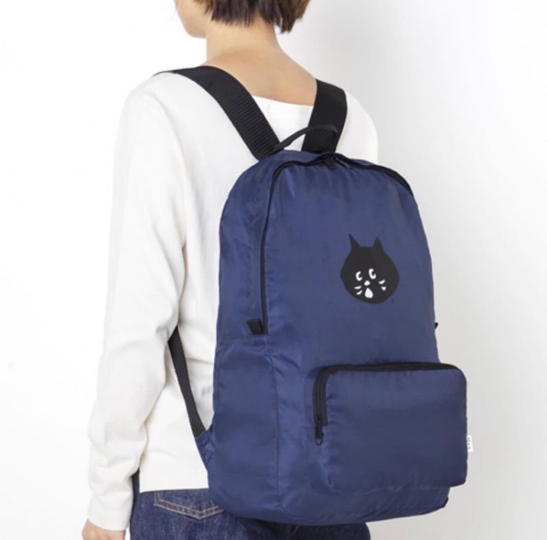 네넷냐 경량 백팩 일본 빈티지 고양이 가방 모리걸 네이비 상품이미지2