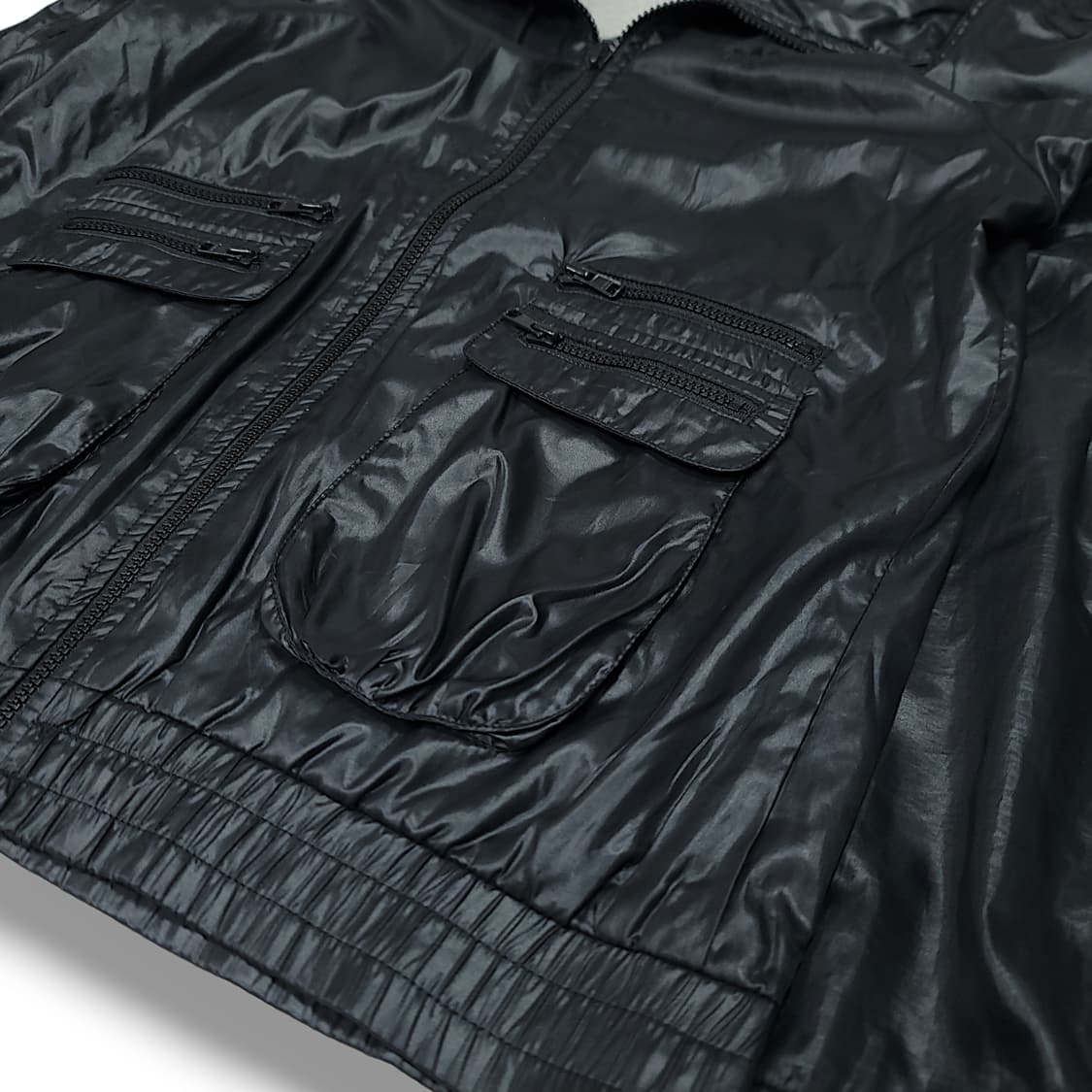 [100] 아디다스 파이어버드 올 블랙 유광 유틸리티 집업 자켓 상품이미지5