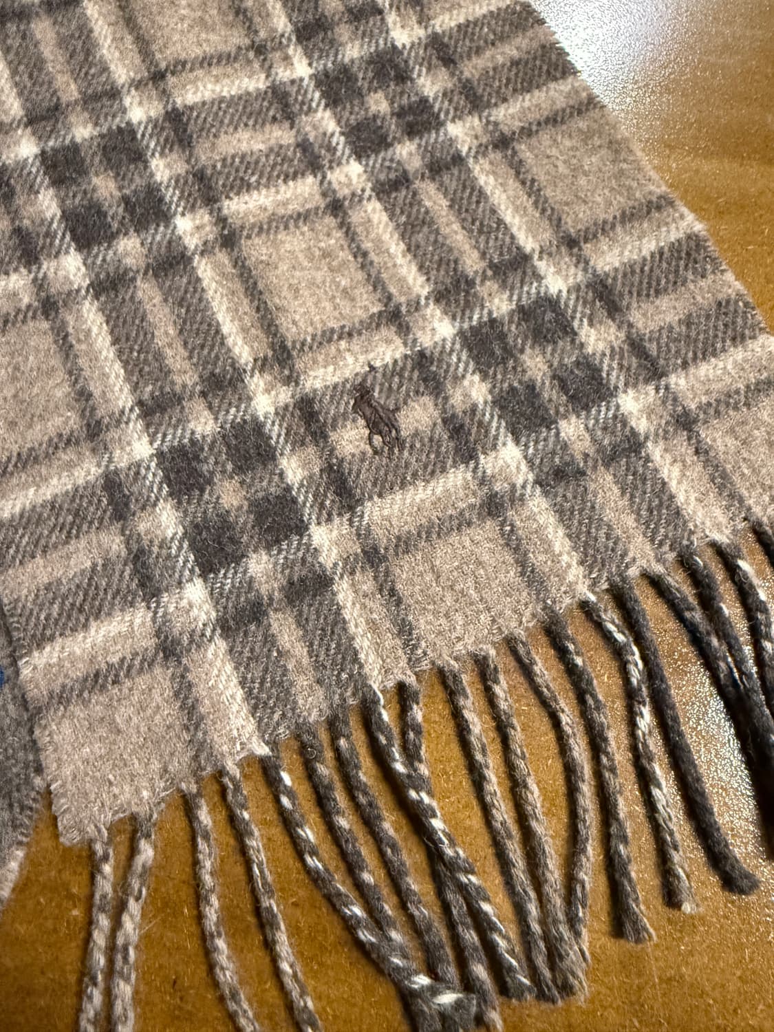 폴로 랄프로렌 이탈리아 리버시블 체크 울 머플러 브라운 상품이미지3