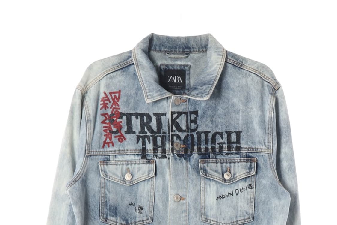 ZARA 그래픽 레터링 빈티지 워싱 데님 자켓 XL 상품이미지3