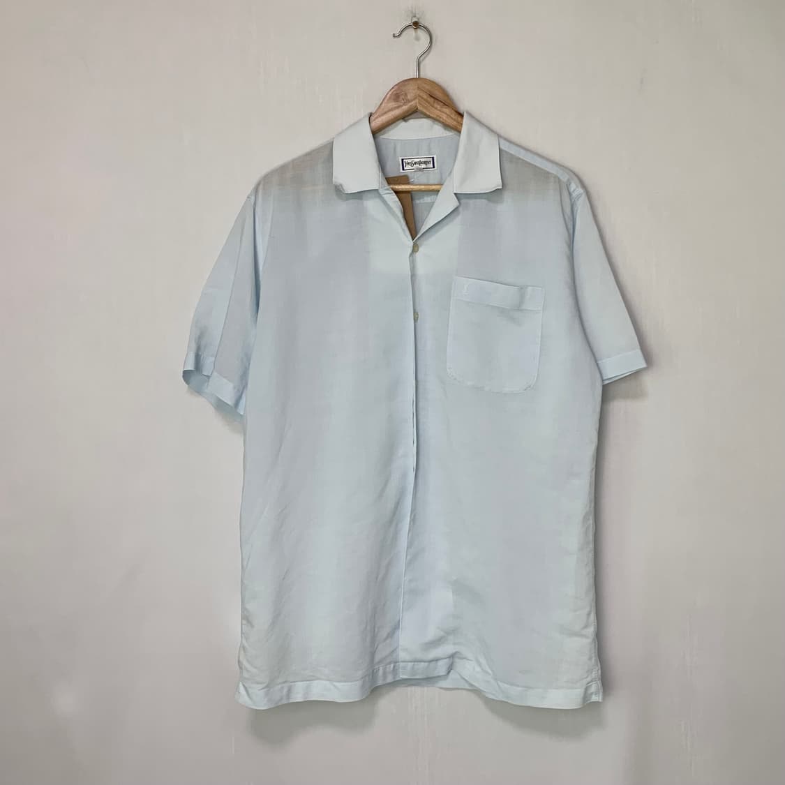 입생로랑 생로랑 빈티지 반팔 린넨 여름 셔츠 스카이블루 남성 100 상품이미지1