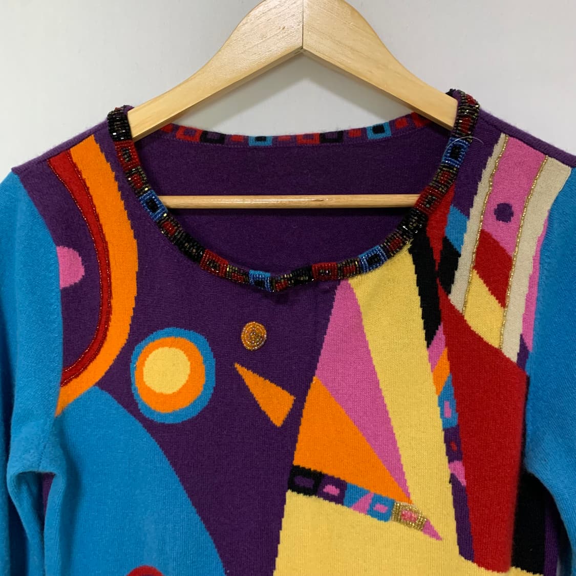 캐시미어 100 빈티지 앤틱 유니크 패턴 여성 니트 상품이미지3