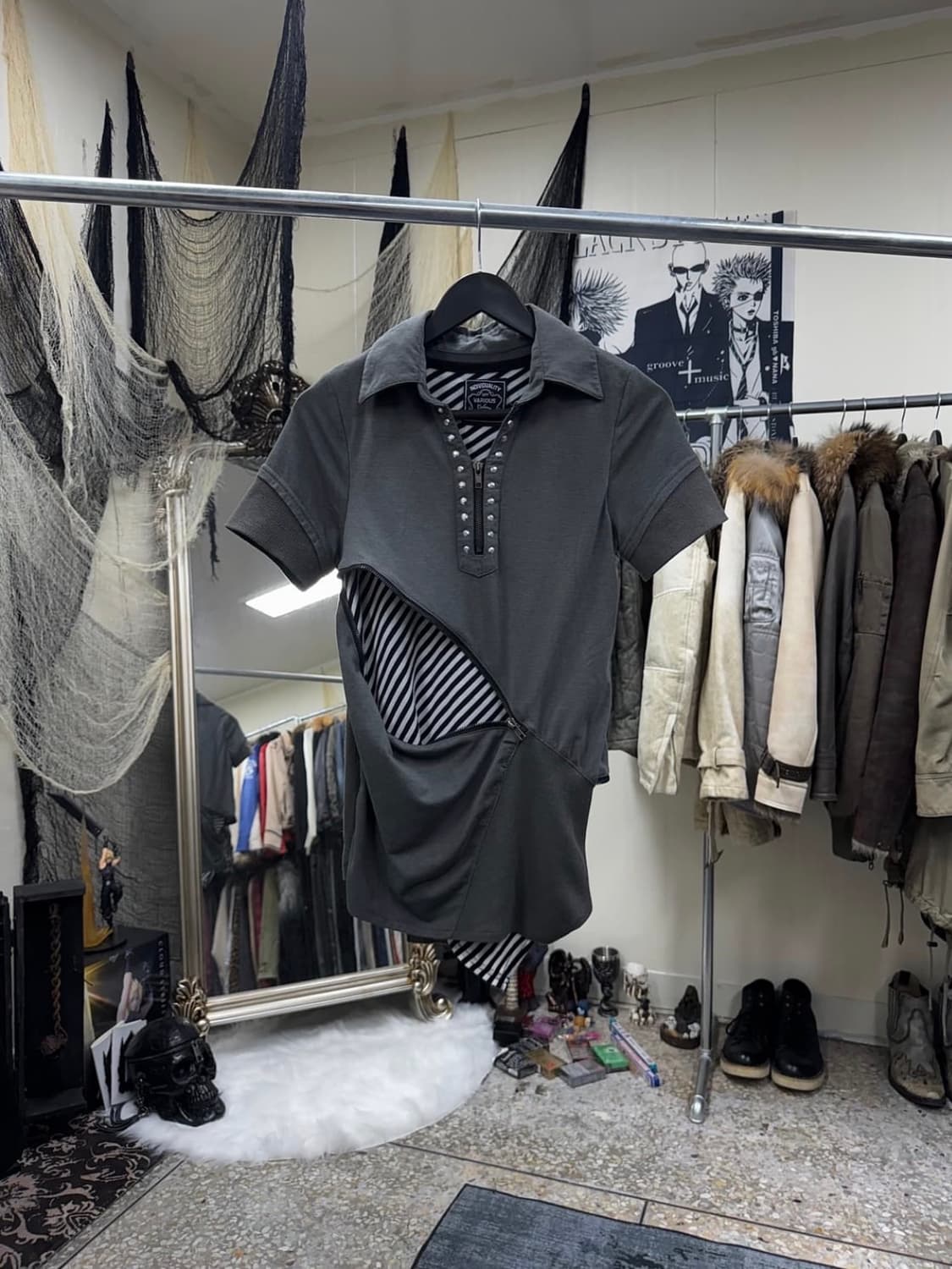 Japanese vintage zipper layered pk top 상품이미지1