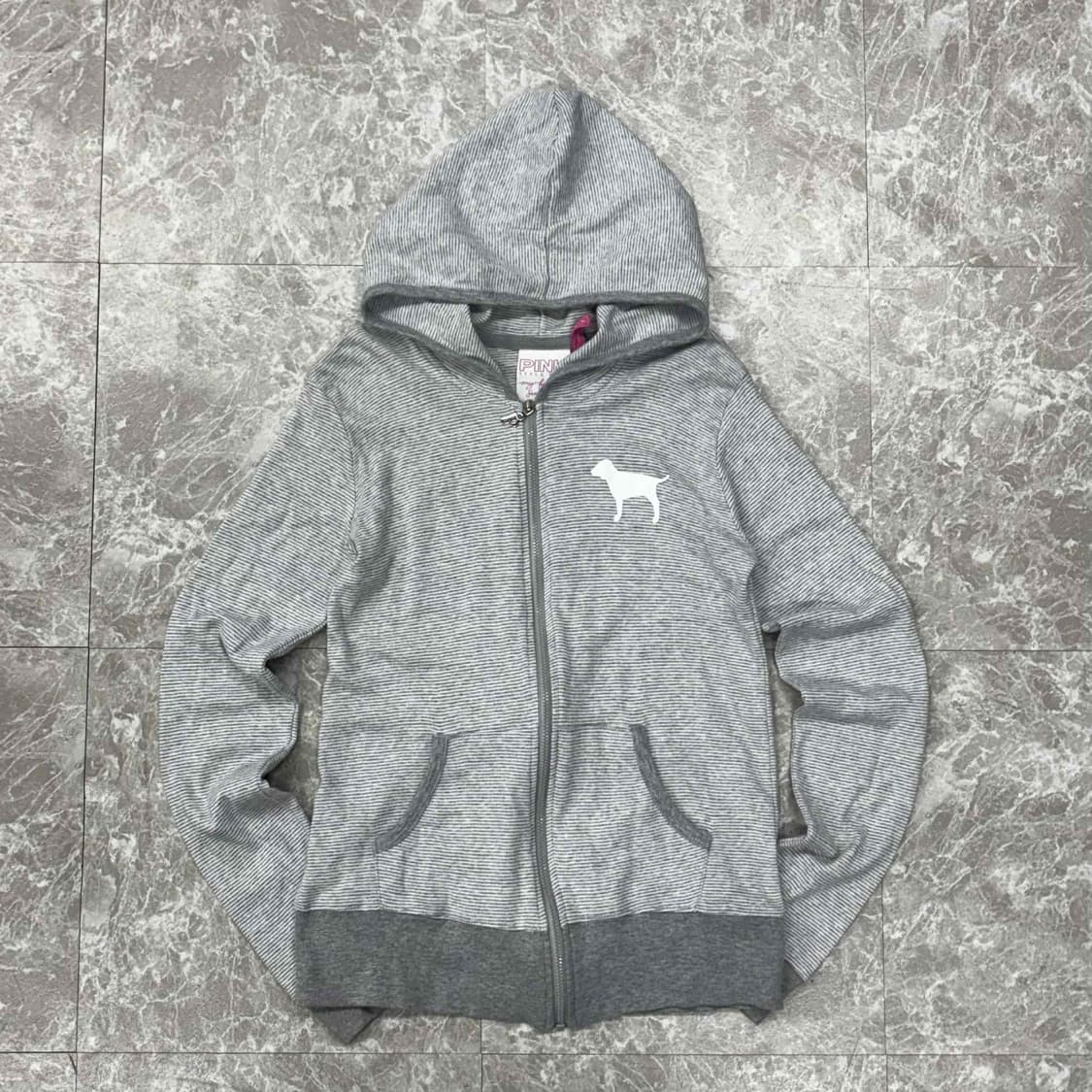 Pink 핑크 y2k 여리핏 그레이 후드집업 희귀져지(F) 상품이미지2