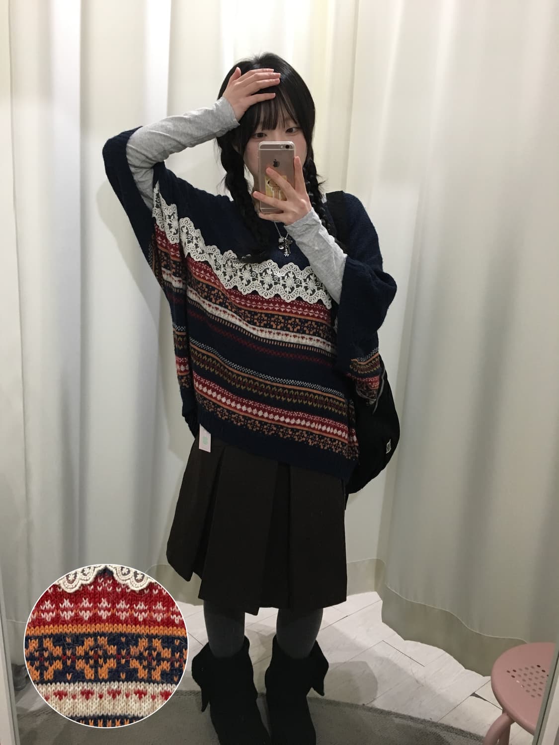 노르딕 오버핏 레이어드 니트 상품이미지1