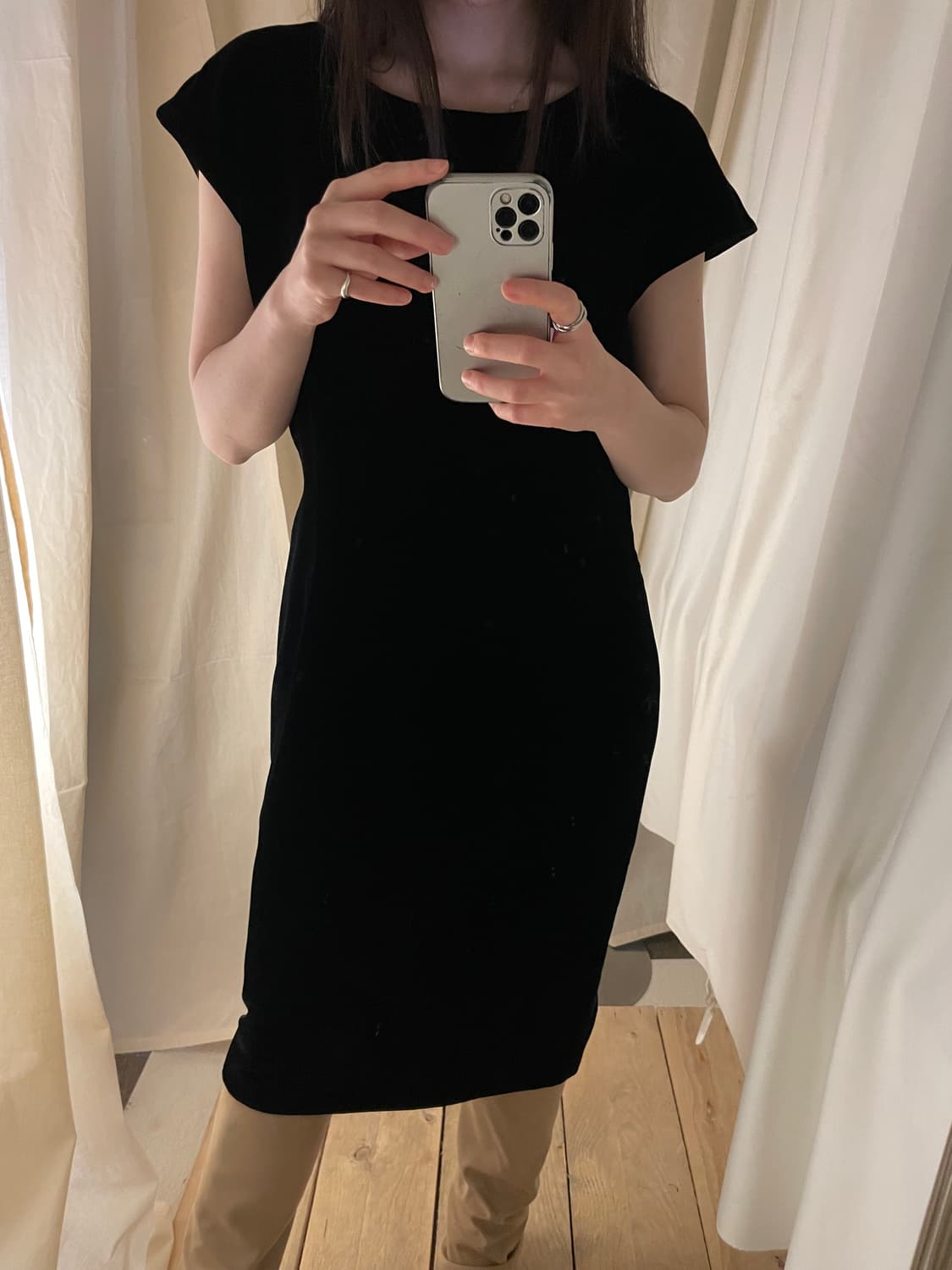vintage black cap sleeve velvet dress 상품이미지9