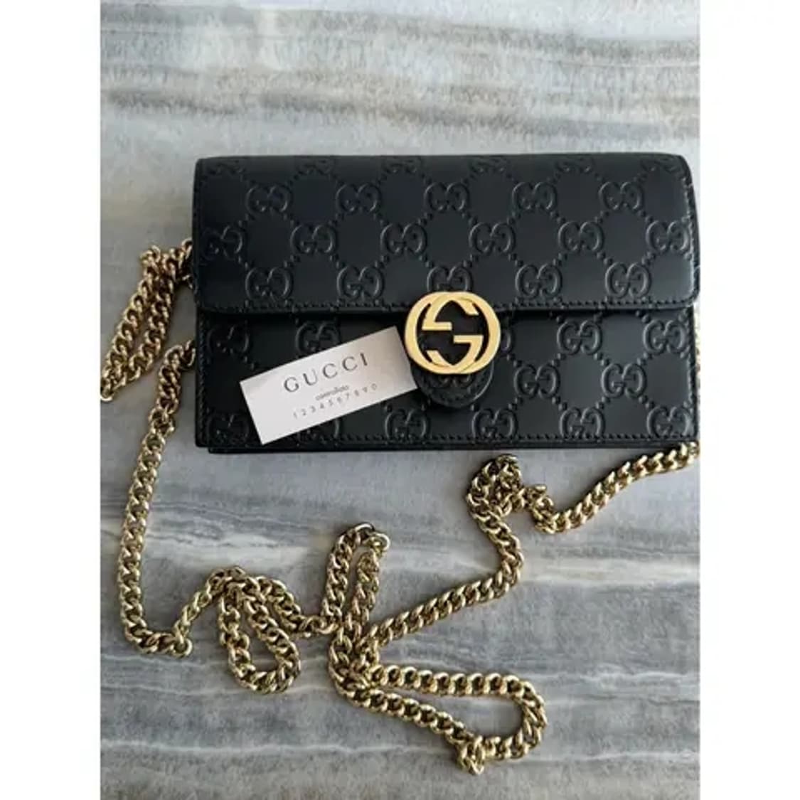 [정품,풀구성품] Gucci GG 시마 레더 금장 체인 숄더백 상품이미지1