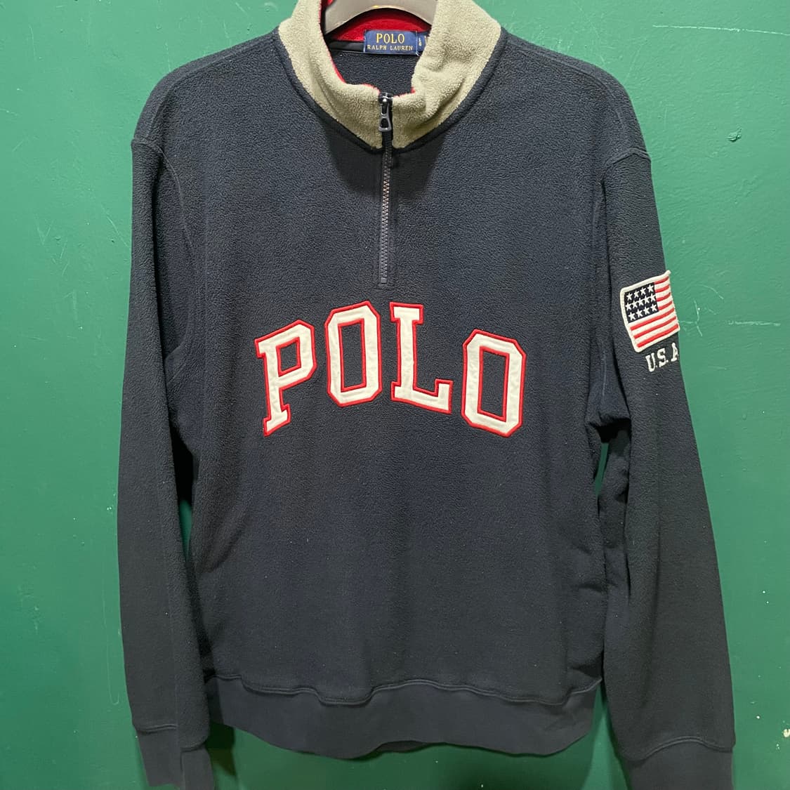 폴로 성조기 후리스반집업 L 상품이미지1