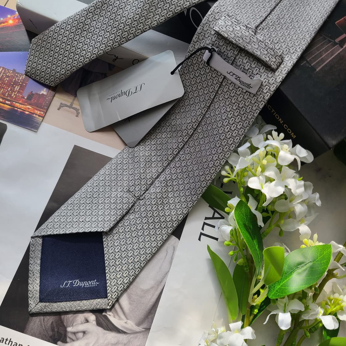 에스.티. 듀퐁 실크 패턴 넥타이 7.9cm 새제품 E707
 상품이미지4