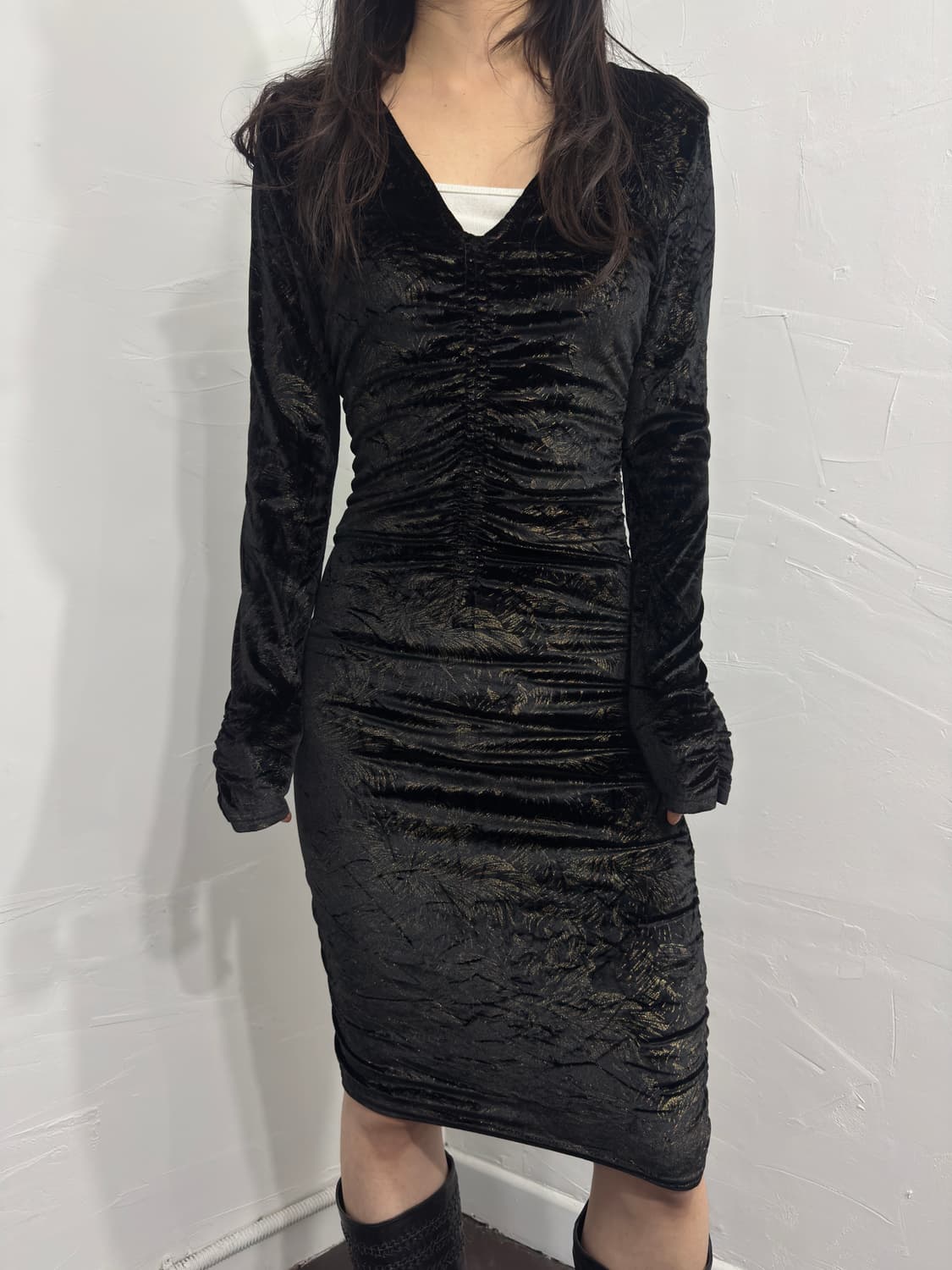 oriental velvet shirring dress 상품이미지1