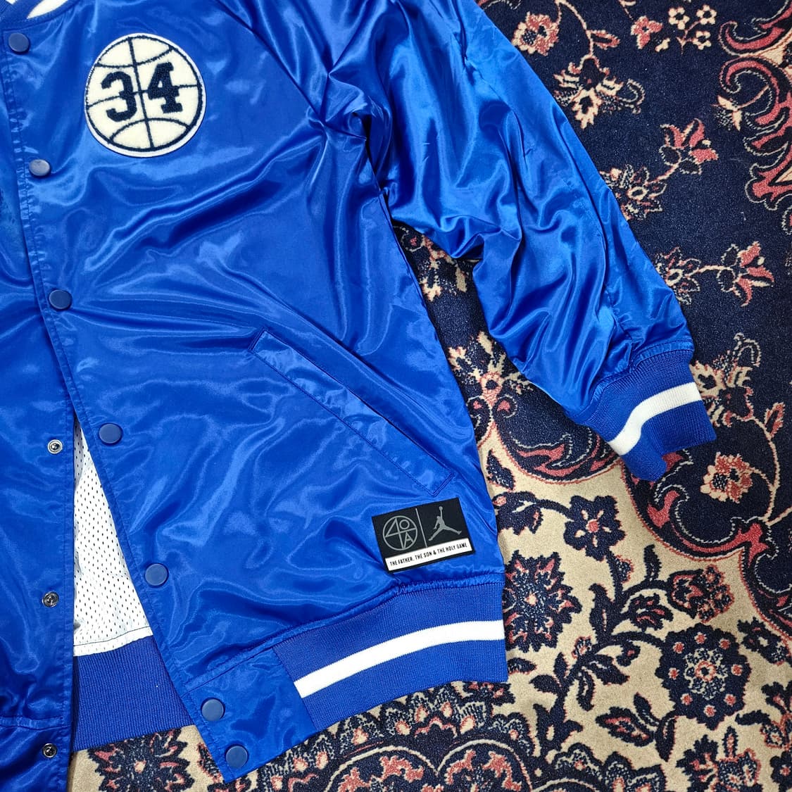 조던(JORDAN) x 40Acres 사틴 유광 로얄블루 자켓 상품이미지6