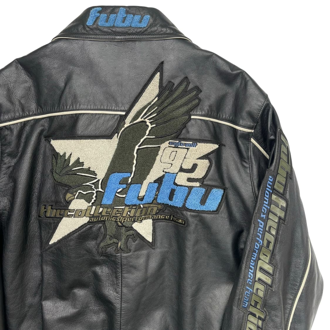 90s FUBU 올드스쿨 이글 패치 리얼 레더 자켓 XL  상품이미지2