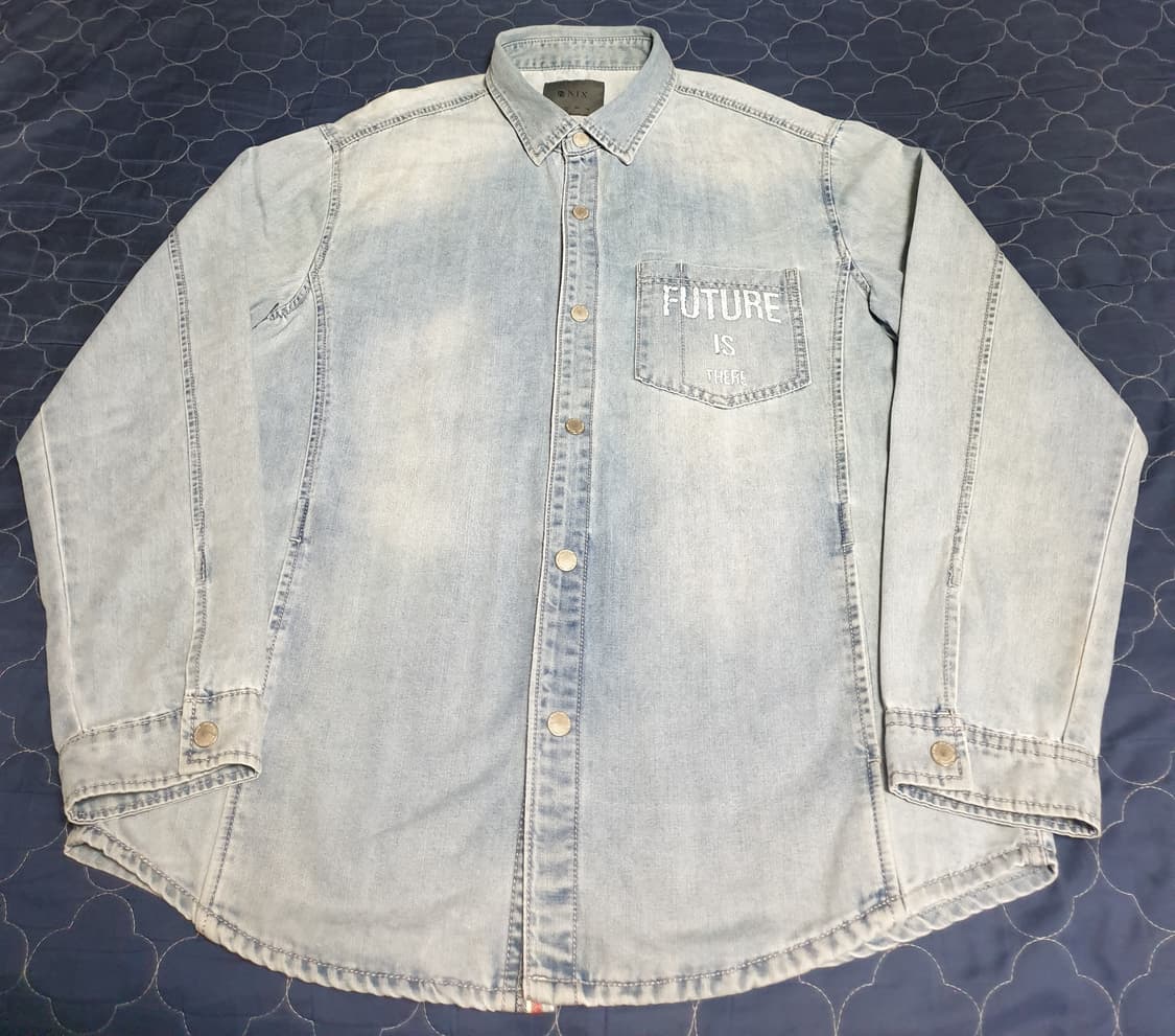 (빈티지) NIX 워싱 프린팅 데님 셔츠형 자켓 (100) 상품이미지1