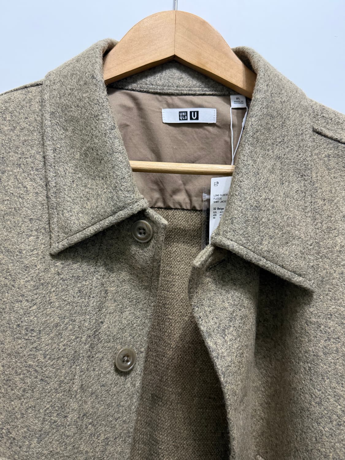 [XL] 유니클로U 플리스 셔츠 자켓 베이지 상품이미지4