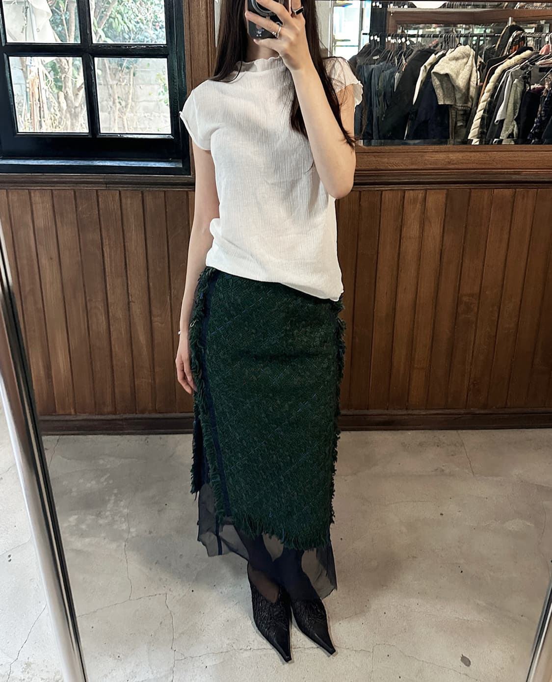 SACAI chiffon mix tweed skirt 상품이미지3