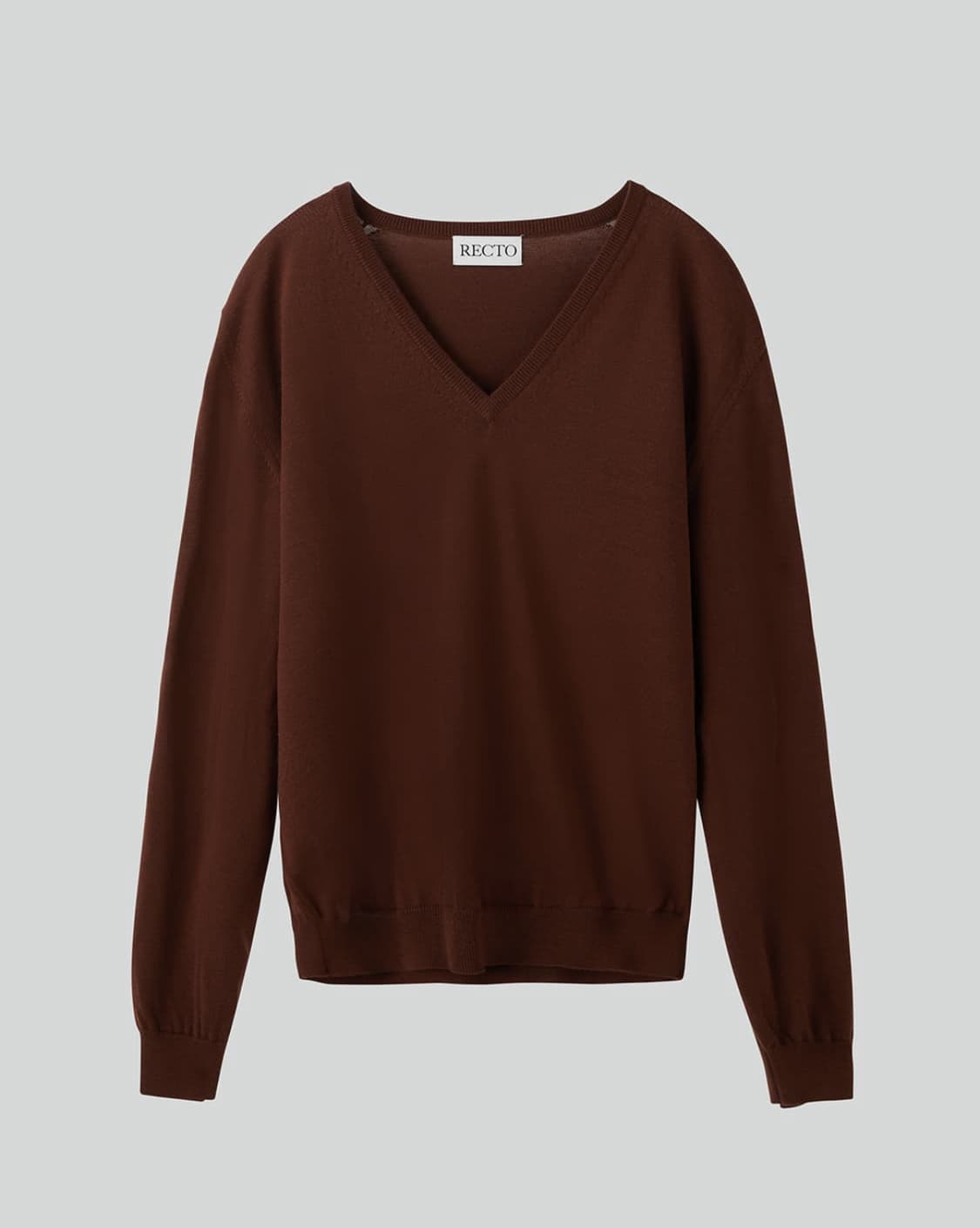 [새상품] 렉토 24FW 클래식 브이넥 니트 스웨터 레드 브라운 상품이미지4