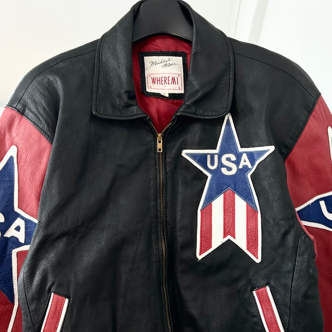Michael Hoban 소가죽 성조기 봄버 자켓 상품이미지7