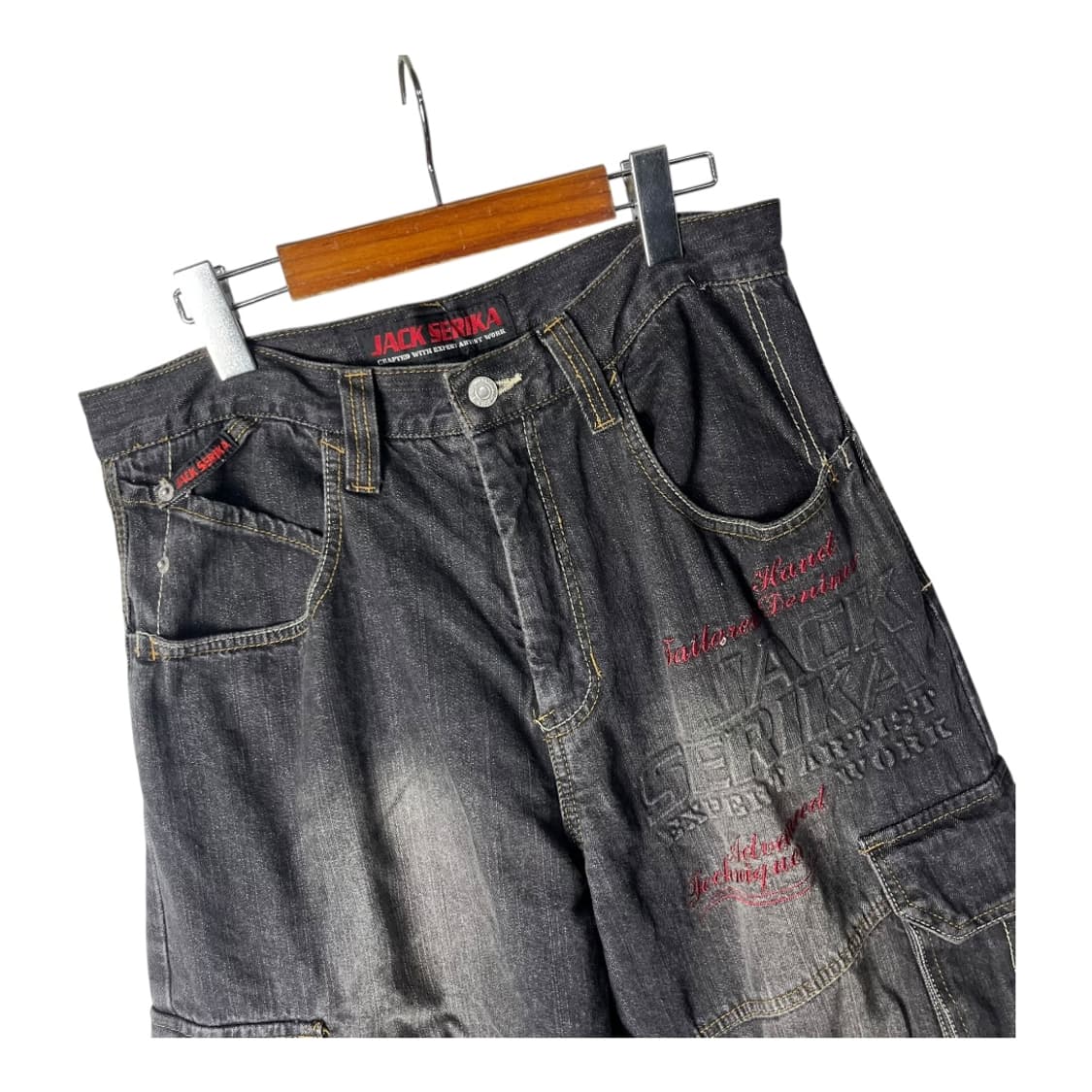 [JACK SERIKA] 펑크 레터링자수 카고 데님팬츠 상품이미지3
