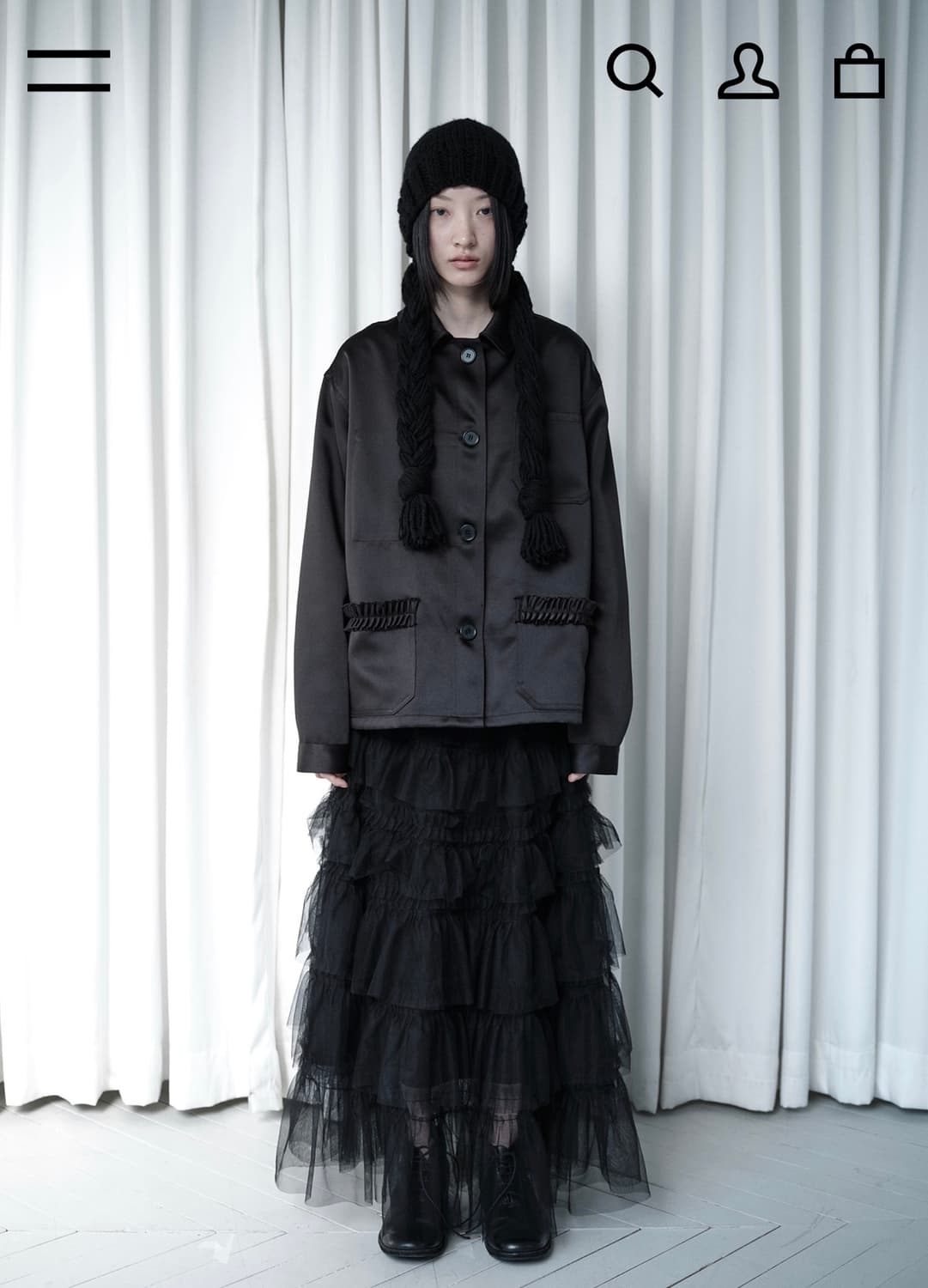 생긴스튜디오 새틴 프렌치 러플 자켓 상품이미지1